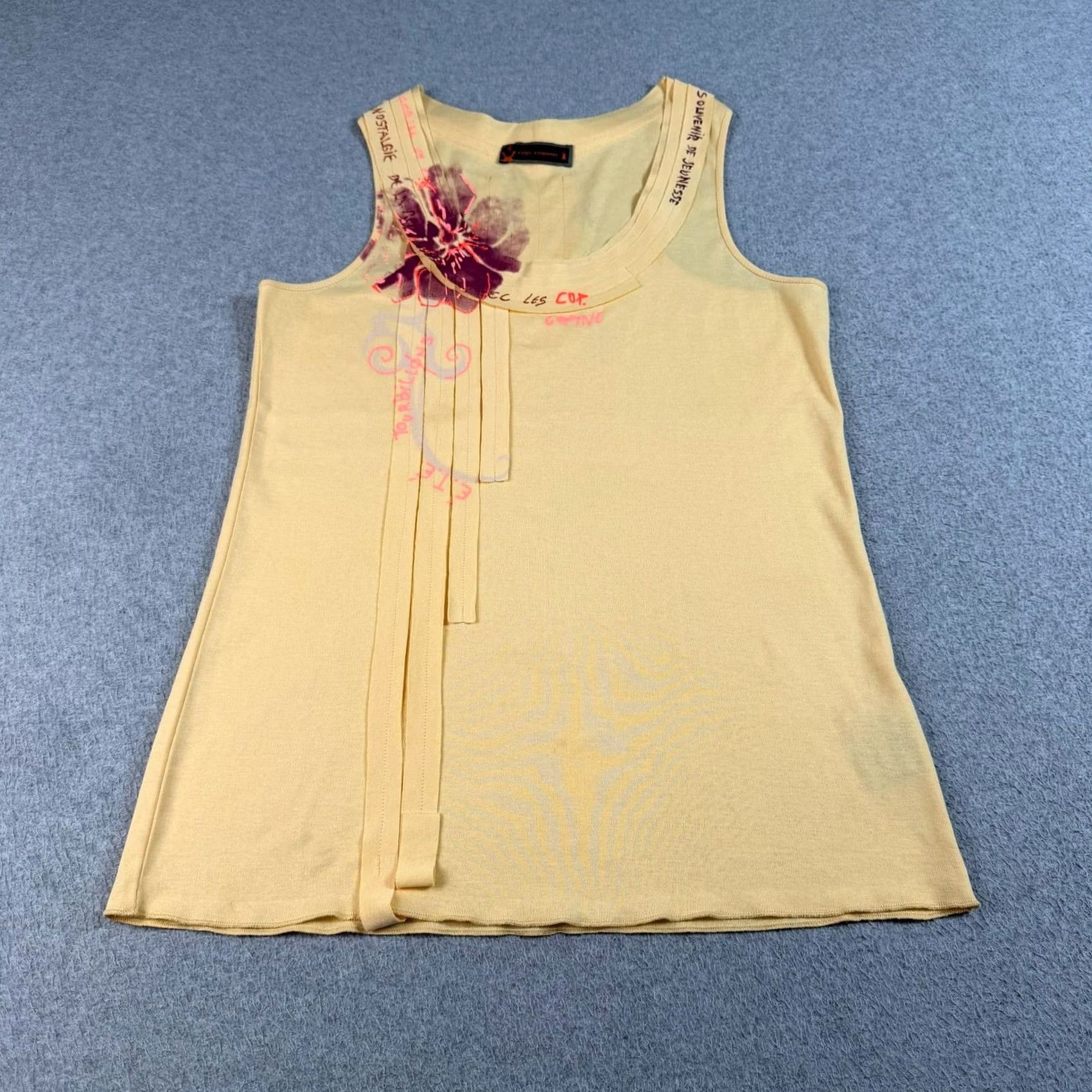 Cop Copine VINTAGE Cop Copine Tank Top Women 36 Small Yellow Floral Pleated Portugal Boho Ant Y2K Size S / US 4 / IT 40 - 2 Thumbnail