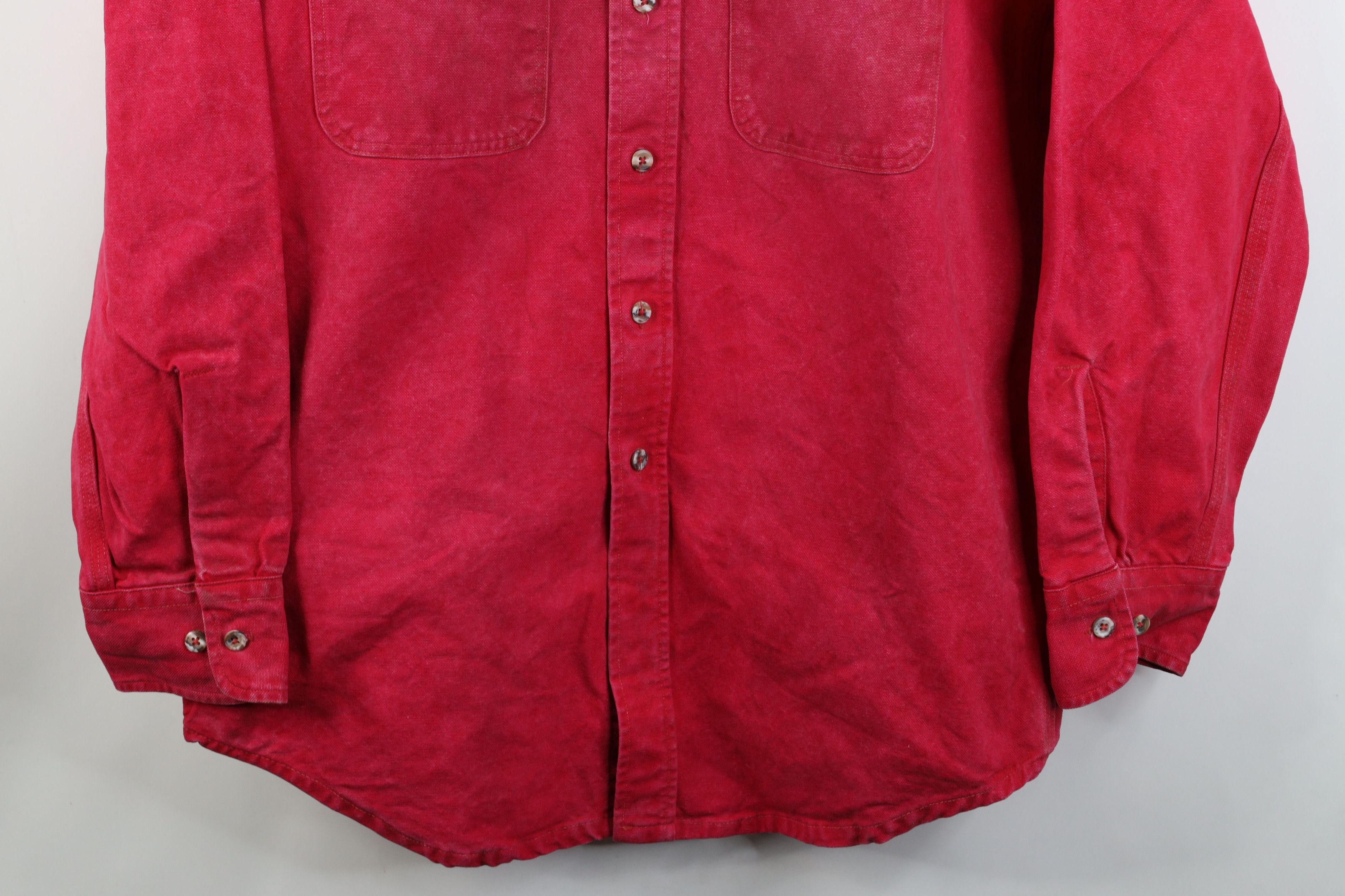 Carhartt Vintage 90s Carhartt Acid Wash Canvas Button Shirt Red USA Size US M / EU 48-50 / 2 - 3 Thumbnail