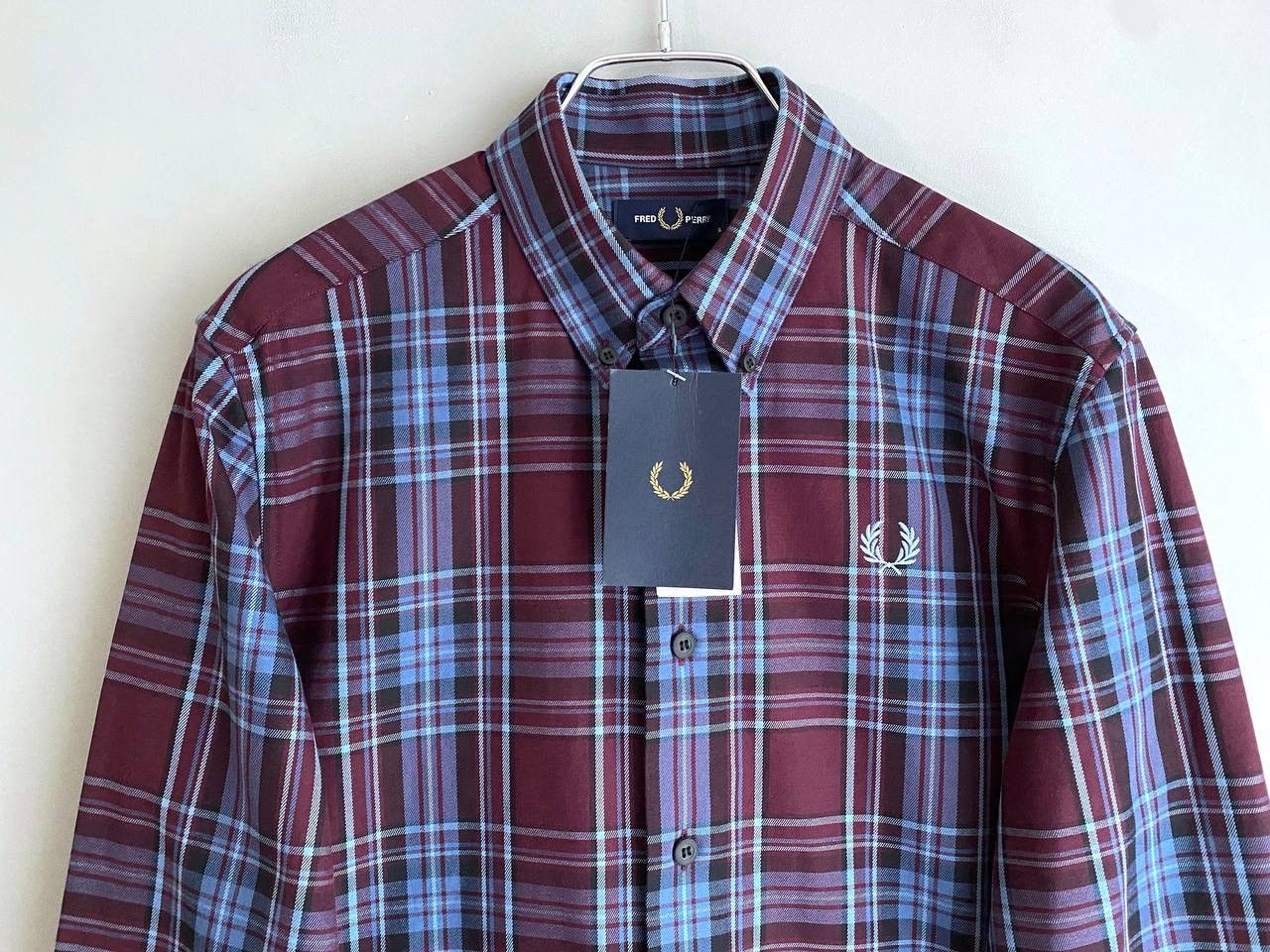 Fred Perry Fred Perry Men's Burgundy/Blue Tartan Winter Shirt, Size S Size US S / EU 44-46 / 1 - 4 Thumbnail