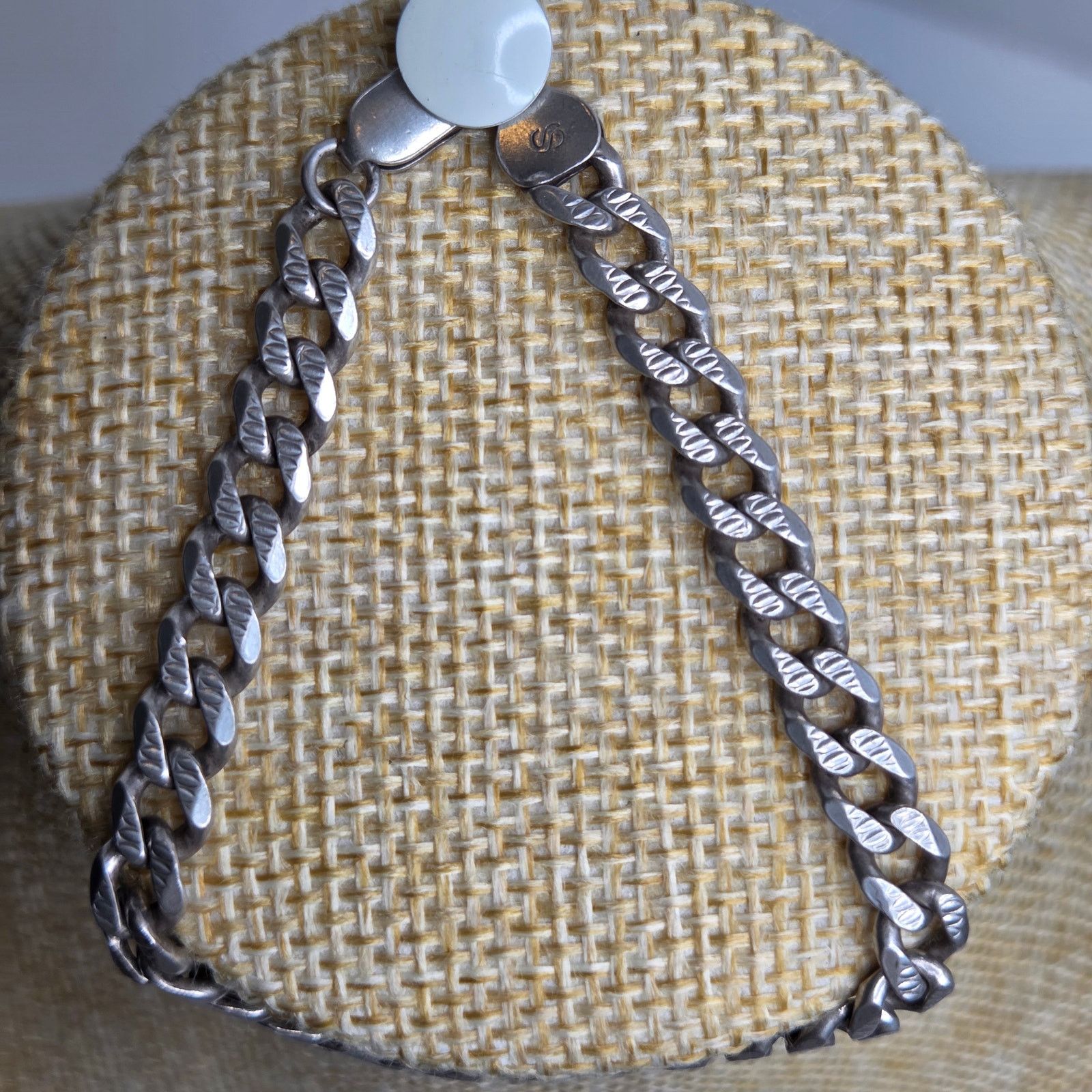 Sterling Silver Sterling Silver Textured Curb Chain Bracelet Italy .925 7.5" Size ONE SIZE - 11 Thumbnail