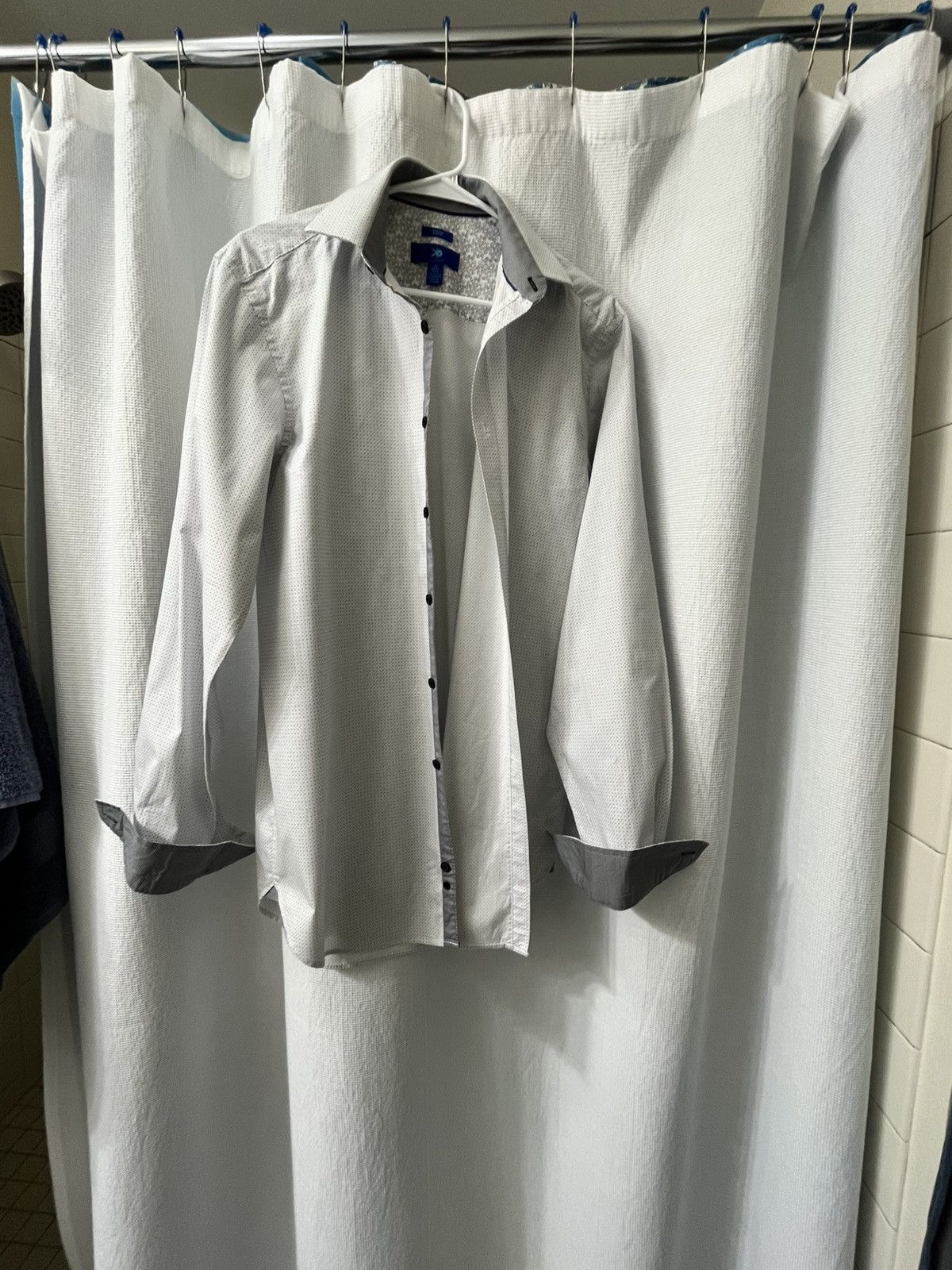 Egara Egara 16 36/37 Tall White patterned slim fit dress shirt Size US L / EU 52-54 / 3 - 4 Thumbnail