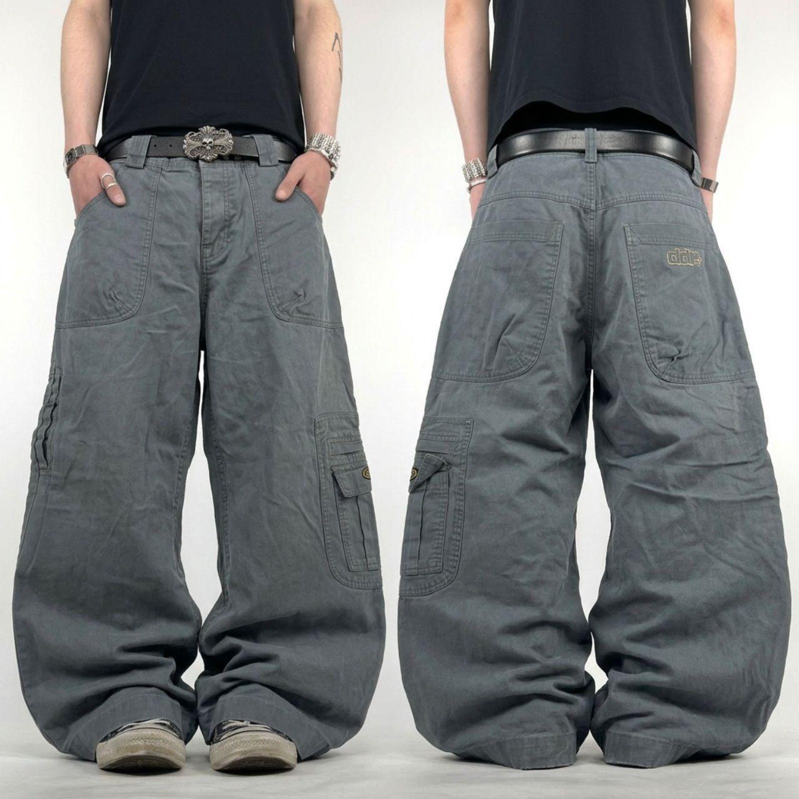 Vintage y2k grunge faded grey baggy wide leg archive pants