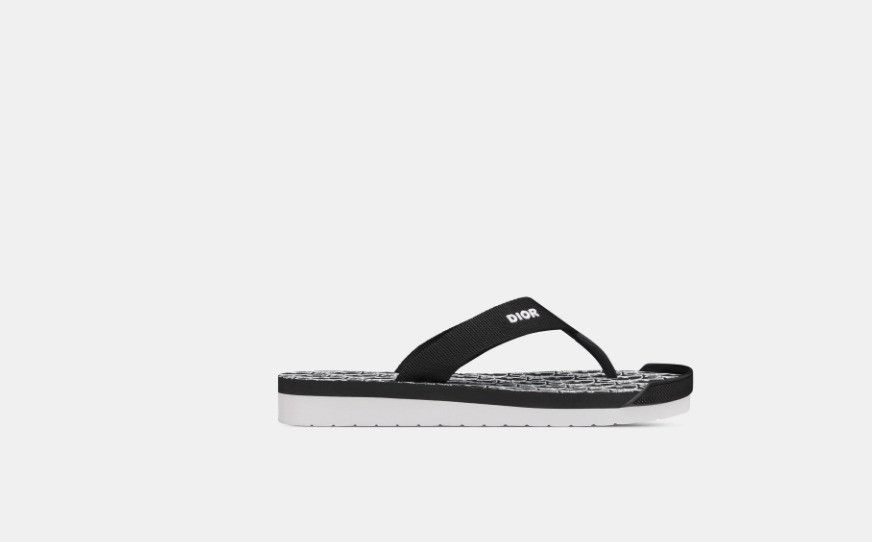 Dior o1w1db10325 3SA0 Alpha Thong Sandals in Black & White Size US 12 / EU 45 - 1 Thumbnail