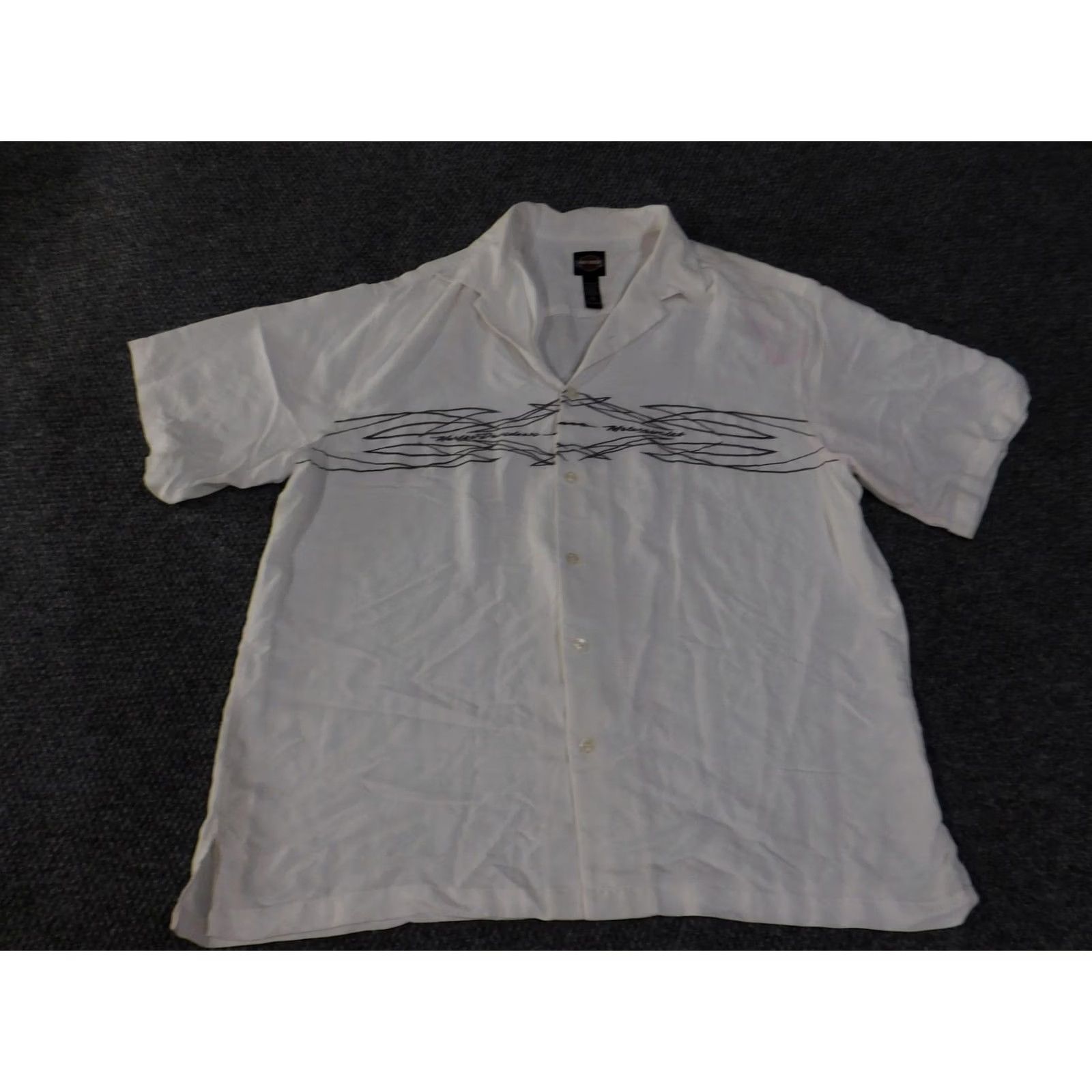 Harley Davidson Harley-Davidson Shirt Mens 2XL White Button-Up Camp Motorcycle Flame Embroidered Size US XXL / EU 58 / 5 - 5 Thumbnail