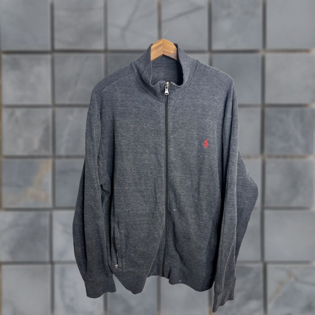 Polo Ralph Lauren Polo Ralph Lauren Mens Sweater Charcoal Gray Full Zip Mock Neck Red Pony XL Size US XL / EU 56 / 4 - 1 Thumbnail