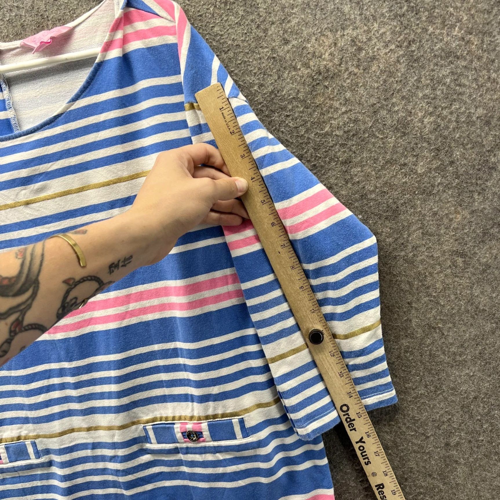 Lilly Pulitzer Lilly Pulitzer Dress Womens XL Blue Striped Scoop Neck 3/4 Sleeve Shift Jersey Size XL / US 12-14 / IT 48-50 - 5 Thumbnail