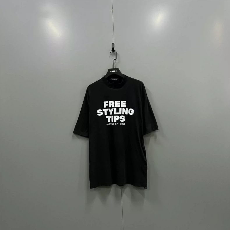 Balenciaga Balenciaga Black Letter Printed Short Sleeve Size US XXS / EU 40 - 1 Thumbnail