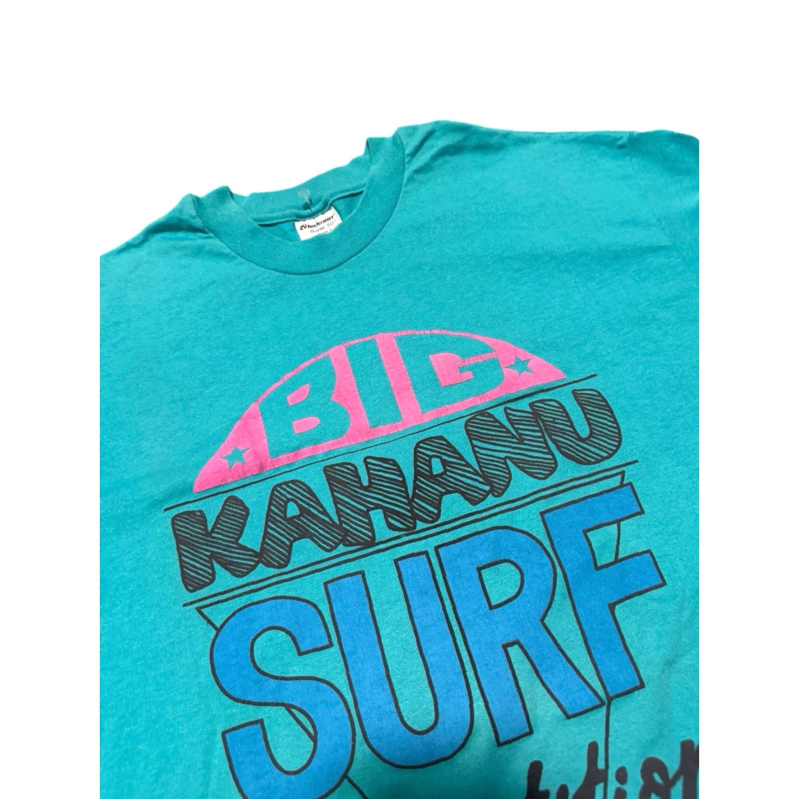 Vintage VINTAGE 80s 90s BIG KAHANU SURF COMPETITION T-Shirt XL Stedman Teal Made In USA Shirt Men XL Yellow USA Surf 80s 90s Size US XL / EU 56 / 4 - 2 Thumbnail