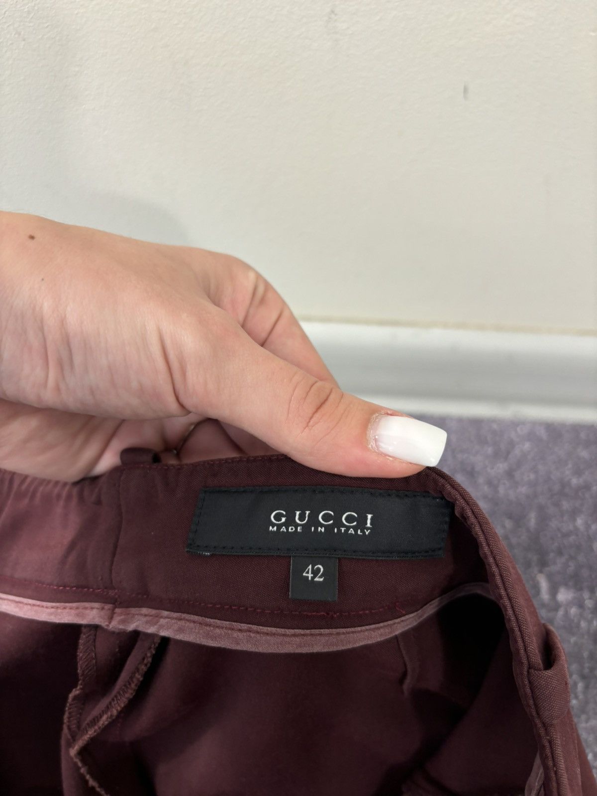 Gucci Gucci Women’s Vintage Slim Fit Burgundy Luxury Pants Size 28" / US 6 / IT 42 - 13 Thumbnail