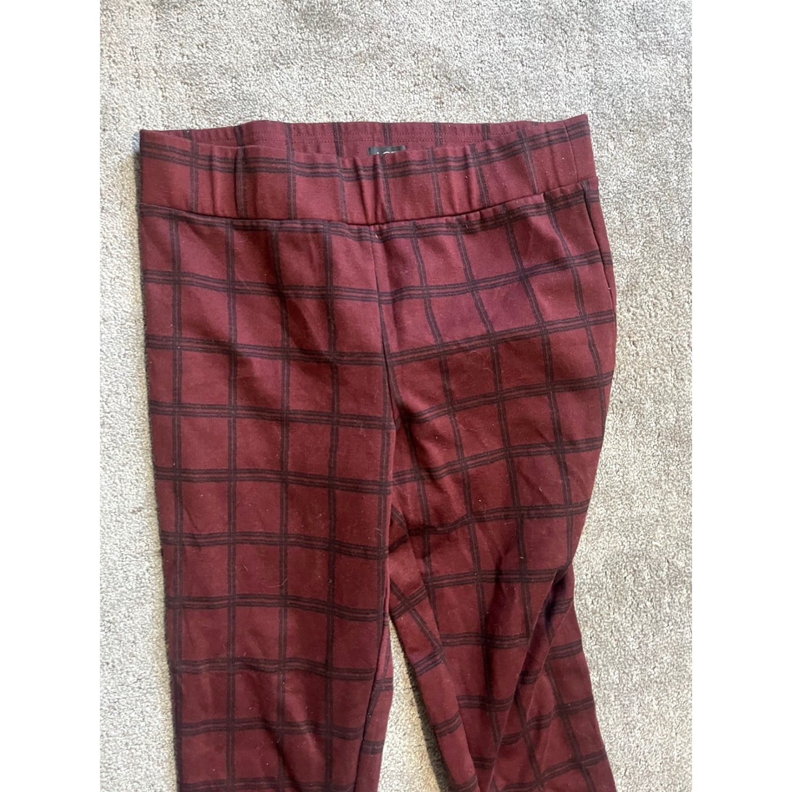Loft VINTAGE LOFT Women Ankle Leggings Size M Casual Holiday Winter Plaid Red Stretch Size 32" / US 10 / IT 46 - 2 Thumbnail