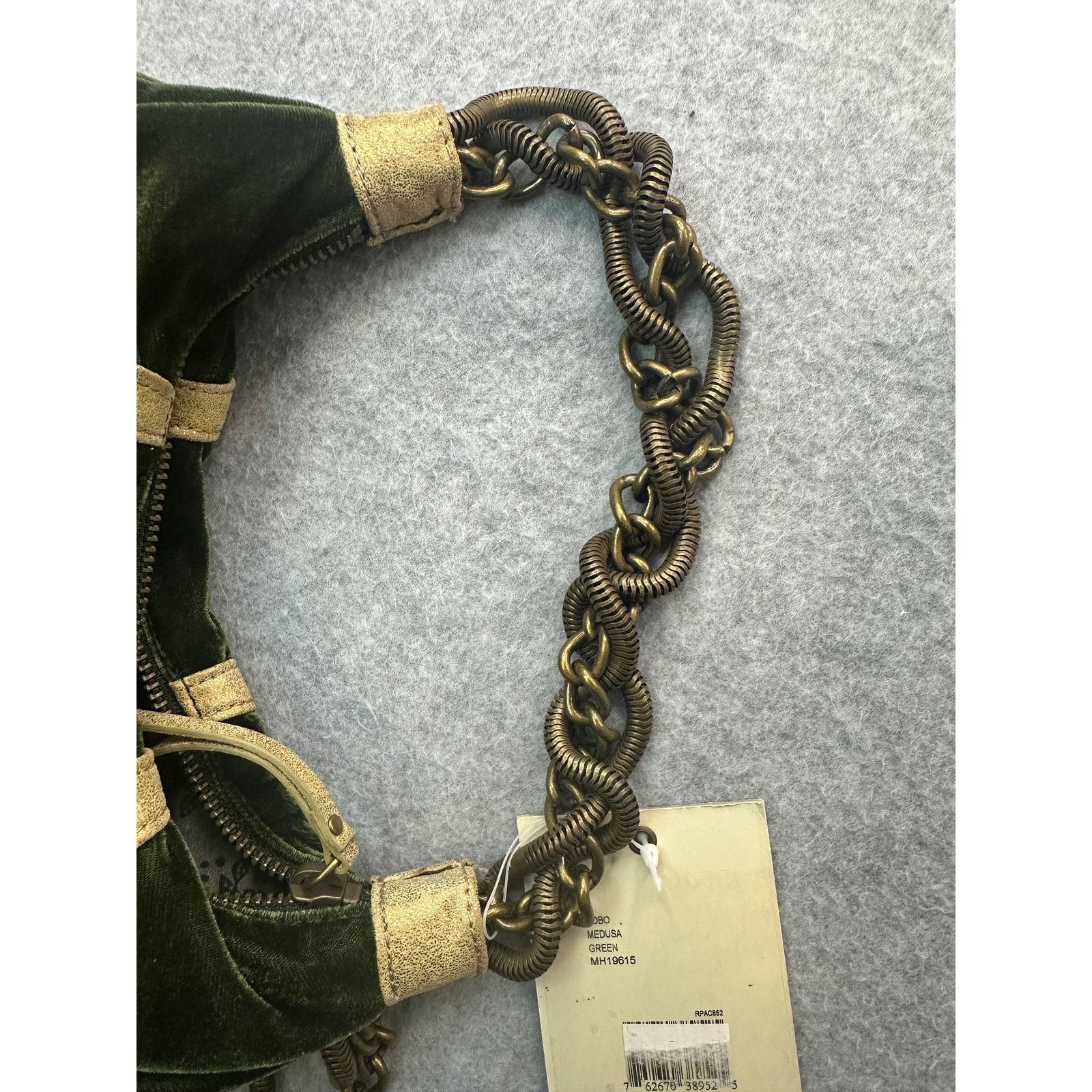 Steve Madden Steve Madden Green Velvet Medusa Hobo Bag Heavy Bronze Chain Size ONE SIZE - 5 Thumbnail