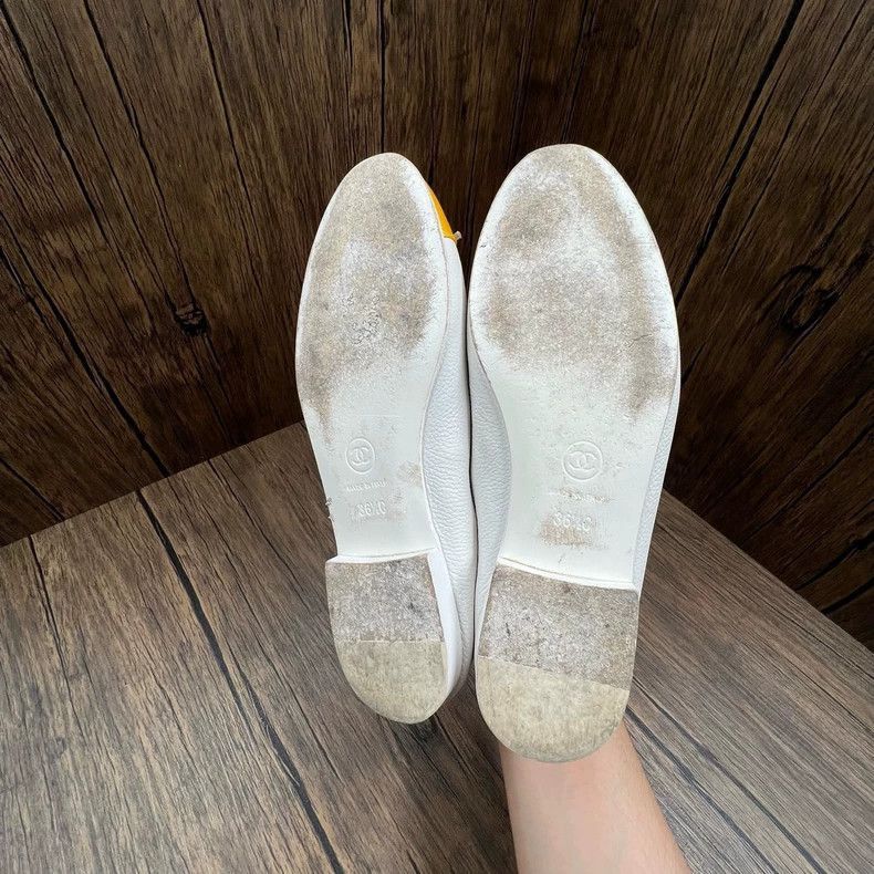 Chanel Chanel White Yellow Ballet Flats Size 36.5 Size US 6 / IT 36 - 4 Thumbnail