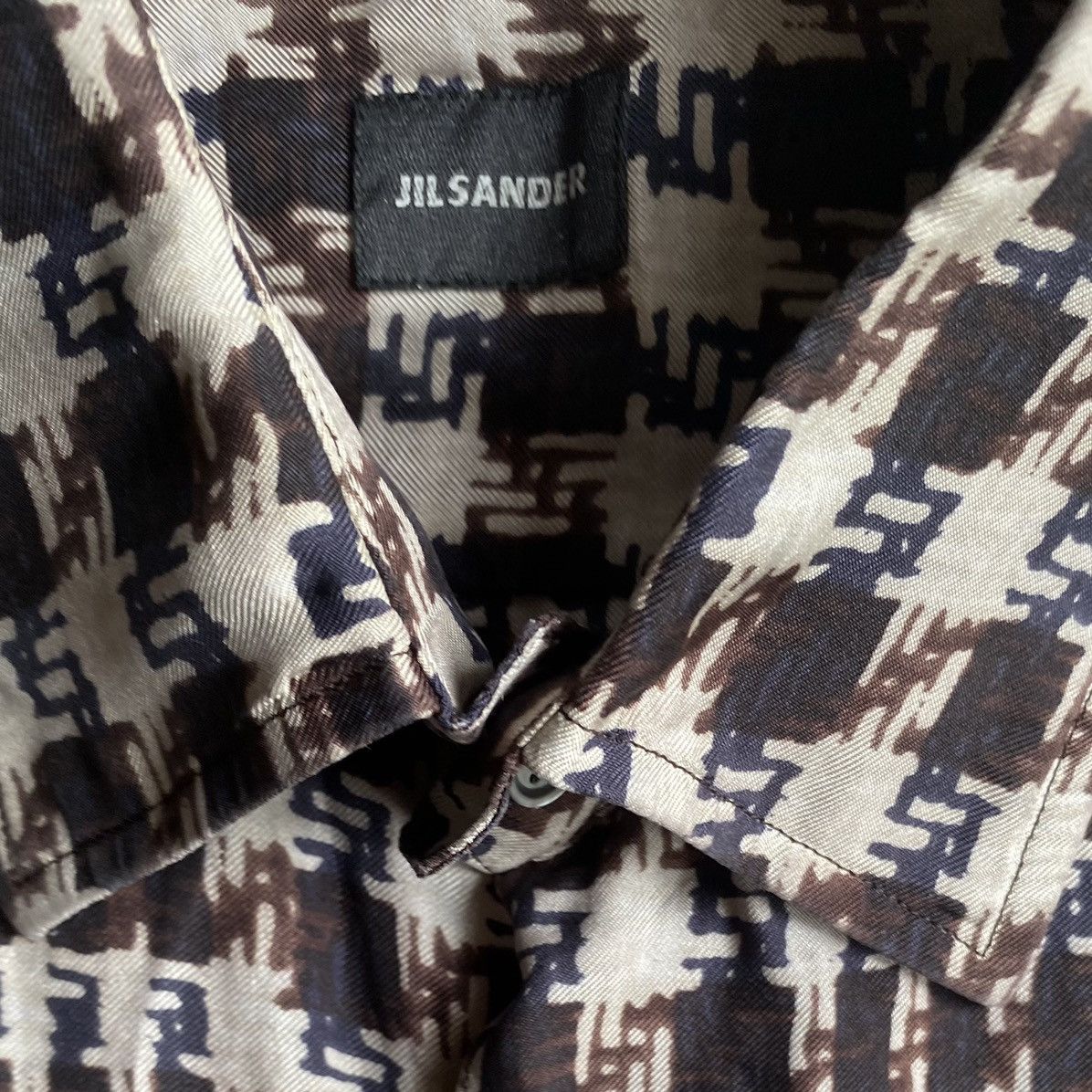 Jil Sander Jil Sander Silk Houndstooth Print Shirt Size US M / EU 48-50 / 2 - 5 Thumbnail