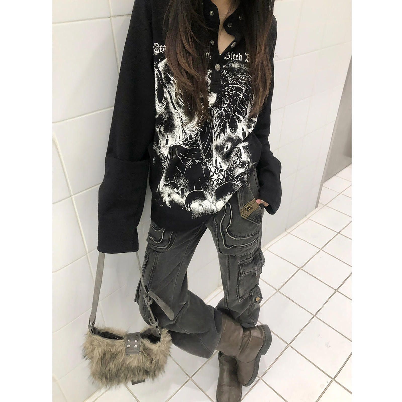 Other Black Graphic Print Long Sleeve Gothic Shirt Size M / US 6-8 / IT 42-44 - 2 Thumbnail