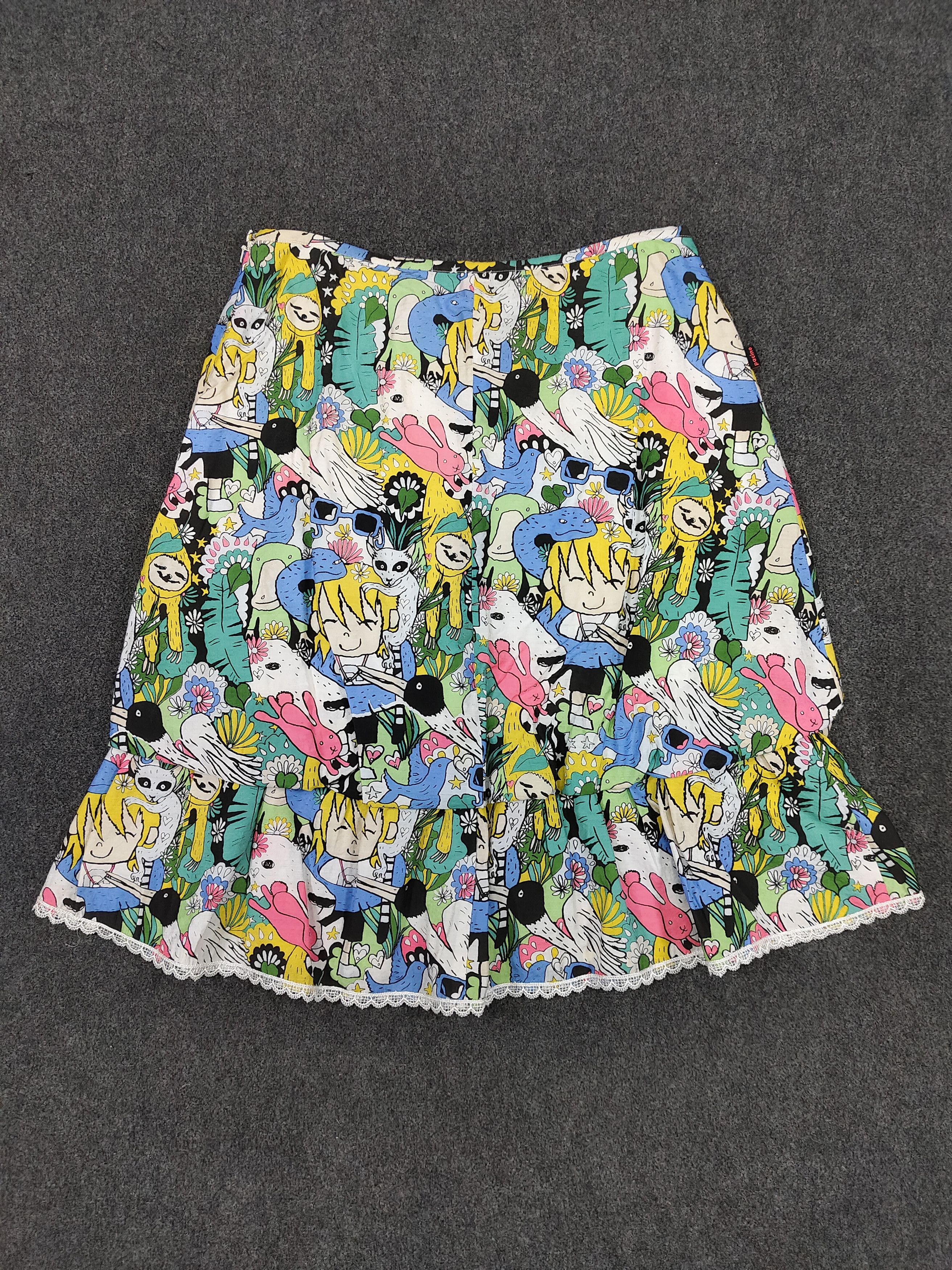 Arts & Science 🔥Pacino Wan AOP Cartoon Graphic Y2K Colorful Skirt Size 29" - 4 Thumbnail