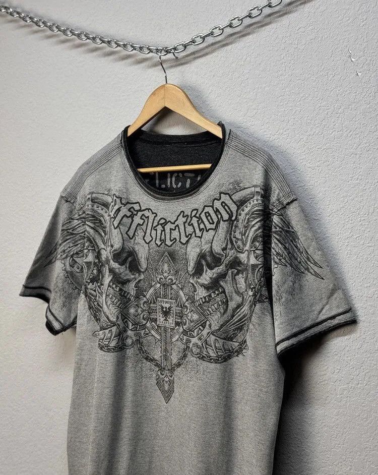 Affliction Affliction Vintage Reversible Double Skull T Shirt Size US XL / EU 56 / 4 - 4 Thumbnail