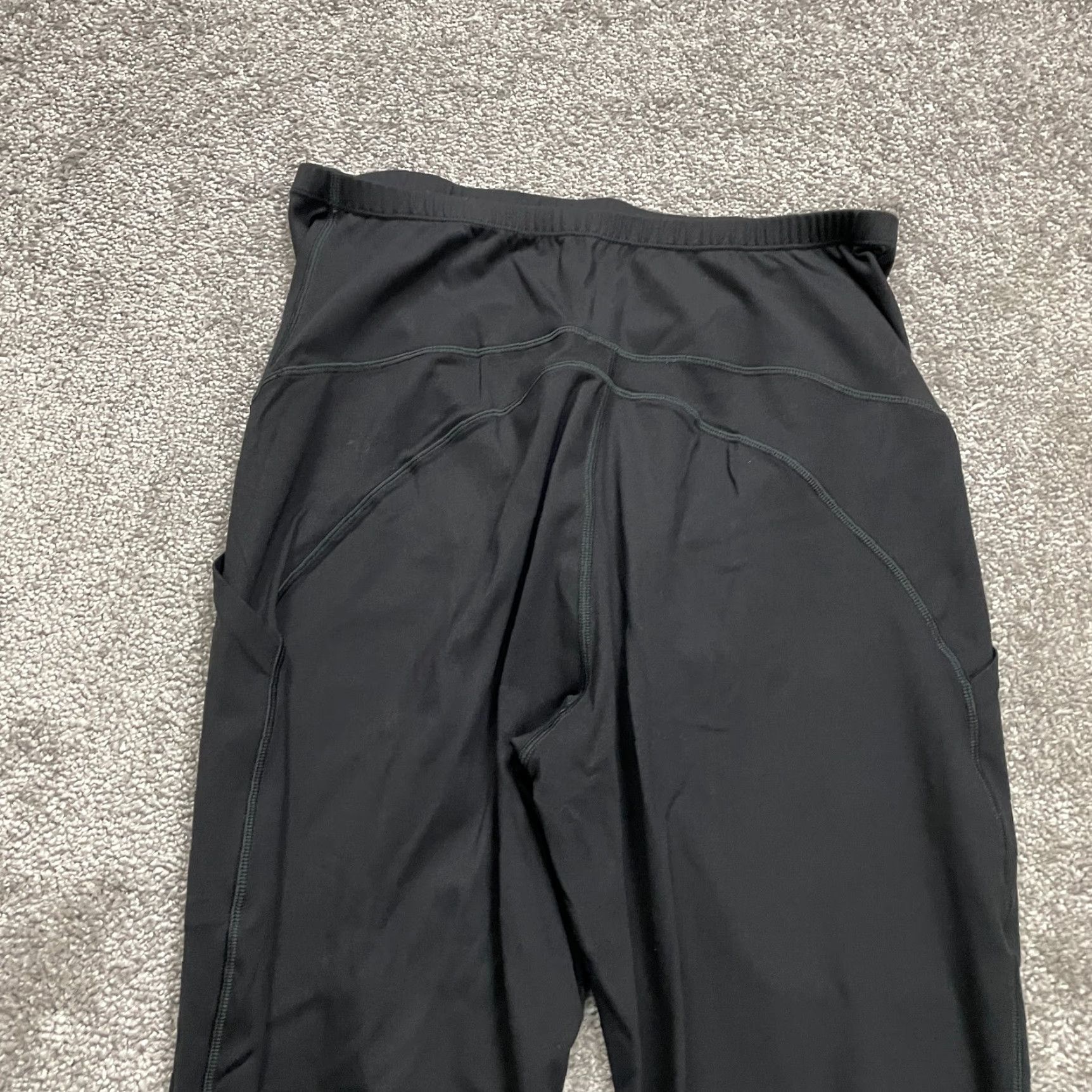 Vintage Unbranded Cropped Leggings Womens Large Black High Rise Pockets Active 28x26 Adult Women Black 90s? Size 36" / US 14 / IT 50 - 3 Thumbnail