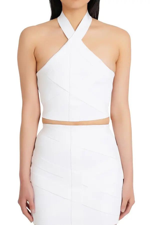 Balmain o1y0625 Crop Top in White Size XS / US 0-2 / IT 36-38 - 4 Thumbnail