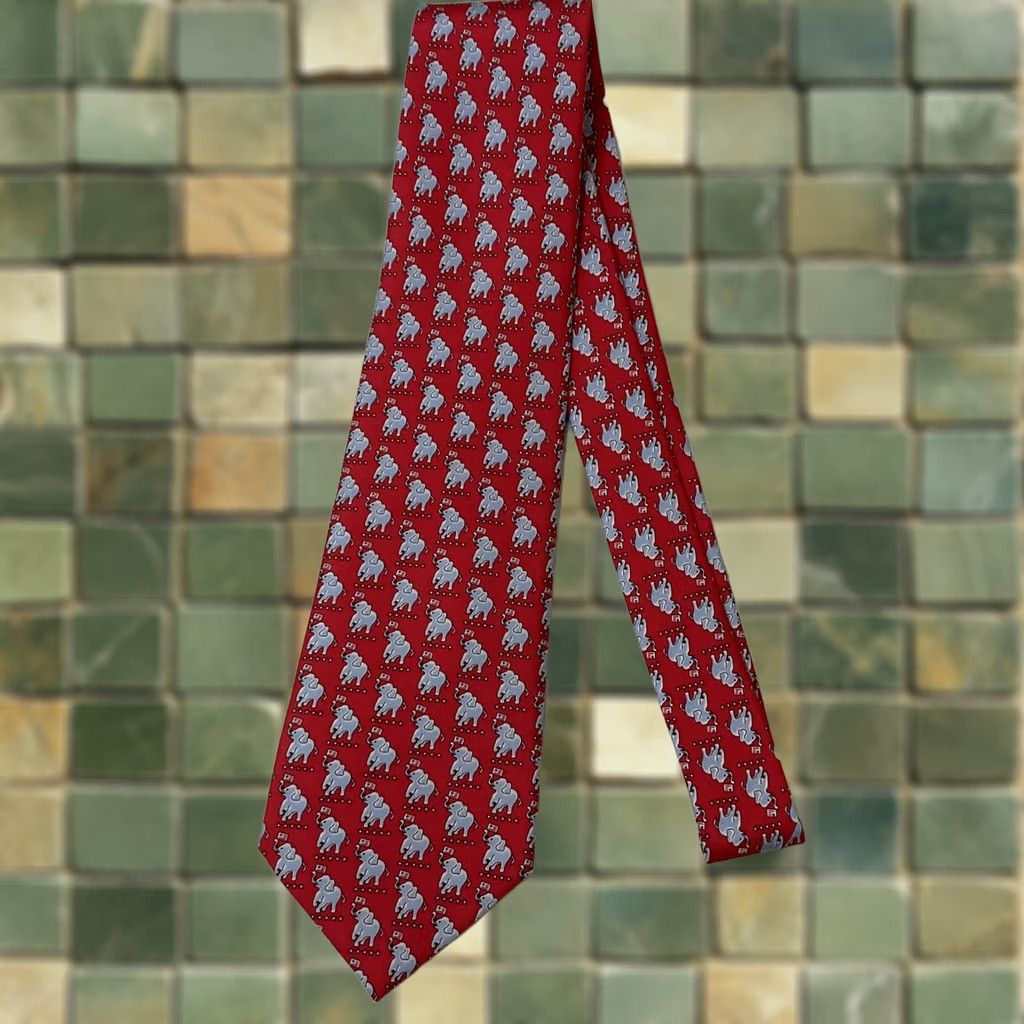 Vintage Sero Necktie Silk Red New England Classics Republican Elephants Tie Men Classic Width Size ONE SIZE - 1 Thumbnail