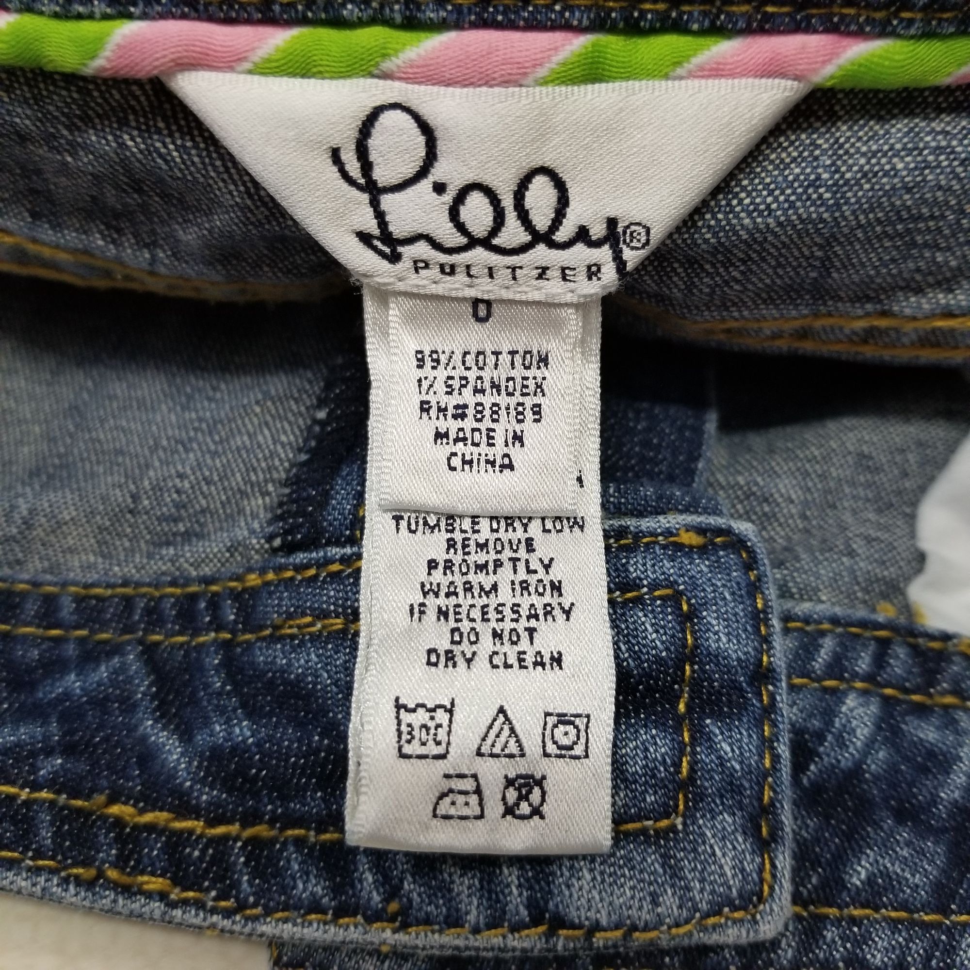 Lilly Pulitzer Lilly Pulitzer 0 Blue Jean Pencil Skirt Polka Dot Front Slit Size 25" / US 0 / IT 36 - 4 Thumbnail
