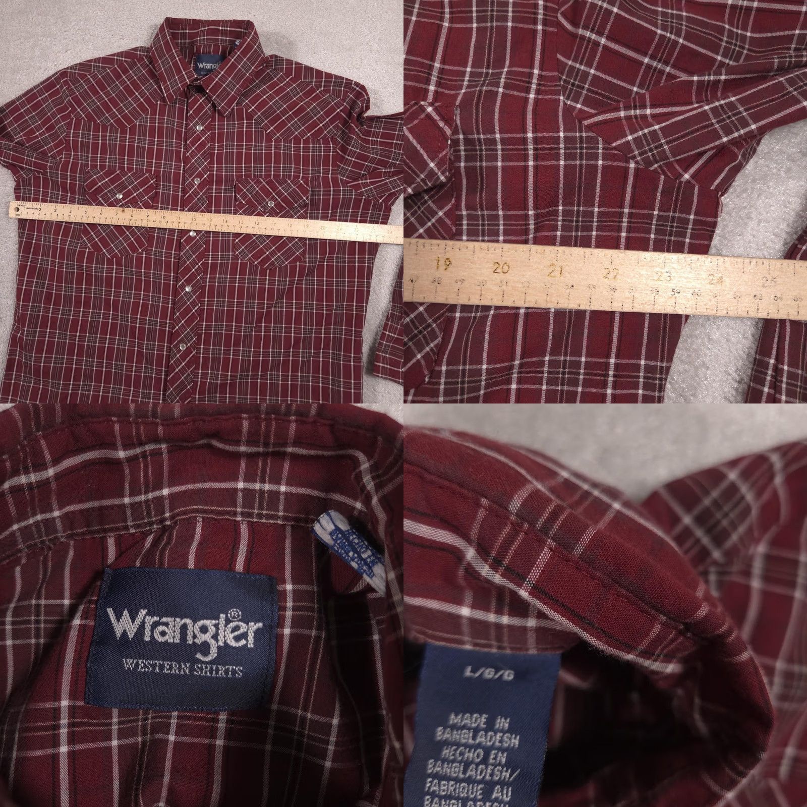 Wrangler VINTAGE Wrangler Shirt Mens L Red Plaid Western Pearl Snap Long Sleeve Cowboy Mens Size US L / EU 52-54 / 3 - 8 Thumbnail