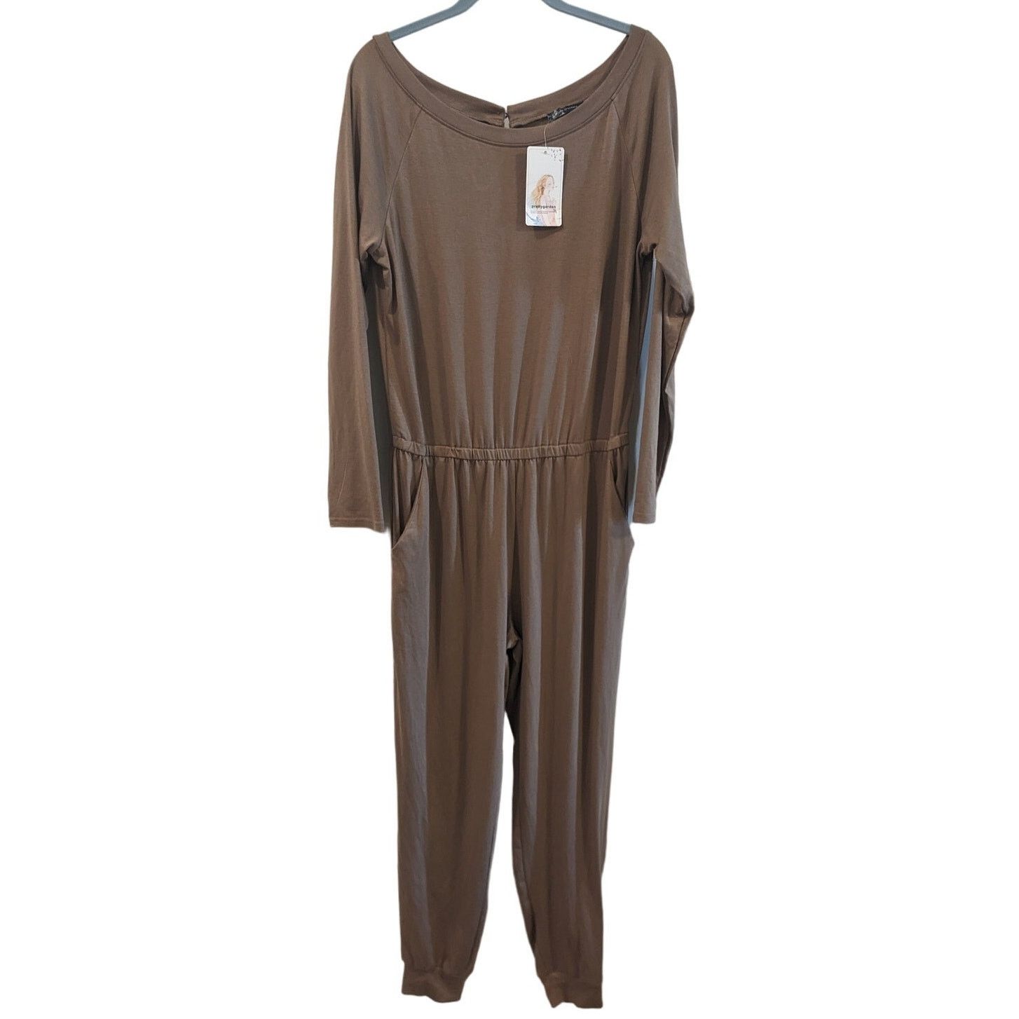 Other NWT PRETTYGARDEN Long Sleeve Jumpsuit One Off Shoulder Large Size 34" / US 12 / IT 48 - 2 Thumbnail