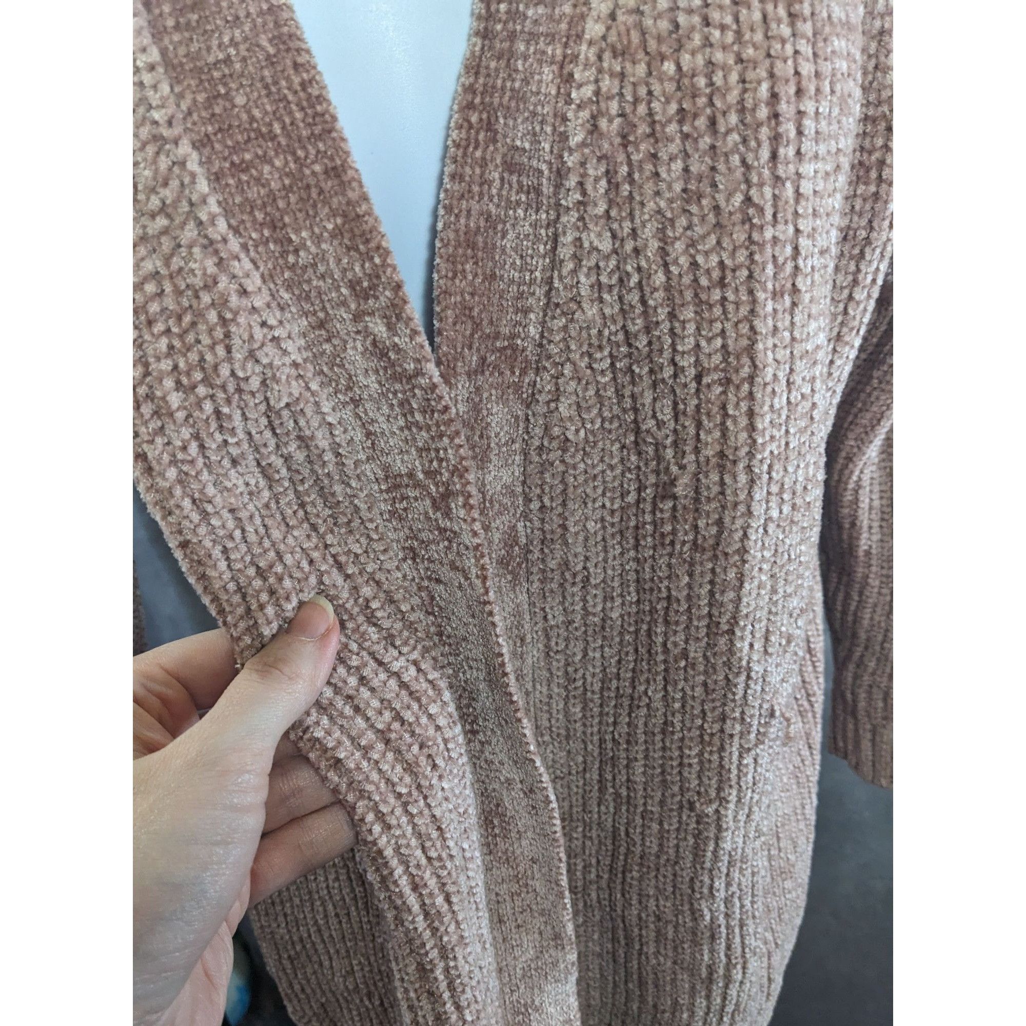 Other Pink Rose Chenille Open Front Cardigan With Lace-Up Back Det Size M / US 6-8 / IT 42-44 - 5 Thumbnail