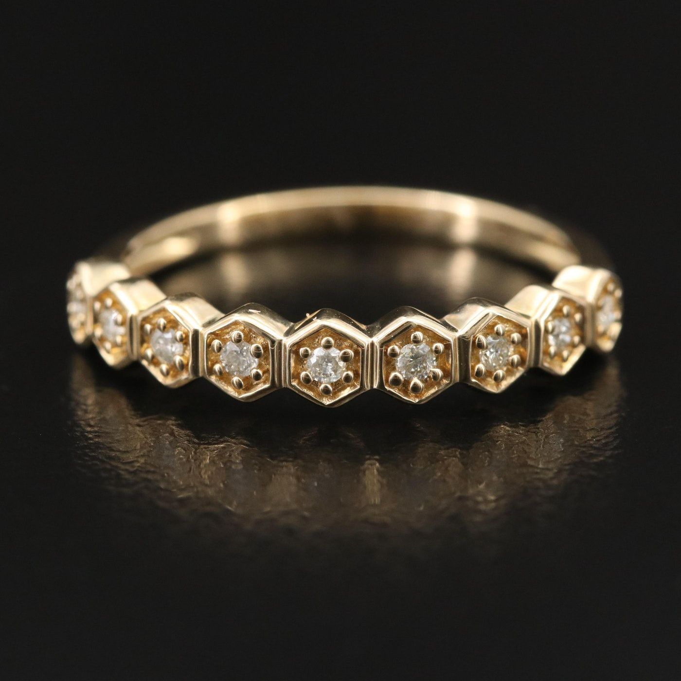 Other Vintage 10k .12 ctw Diamond Geometric Band Size ONE SIZE - 1 Thumbnail