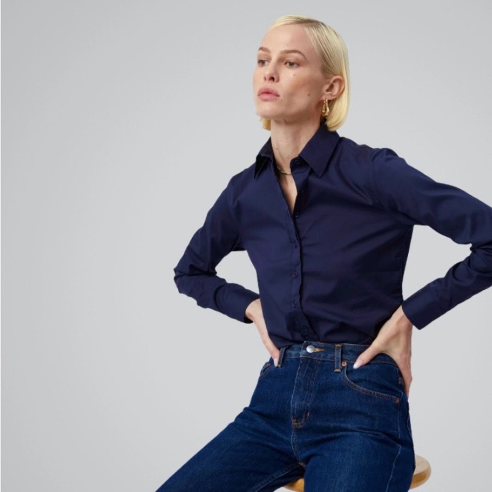 Tory Burch Tory Burch Navy Blue Shirt | Size 0 Size XS / US 0-2 / IT 36-38 - 5 Thumbnail
