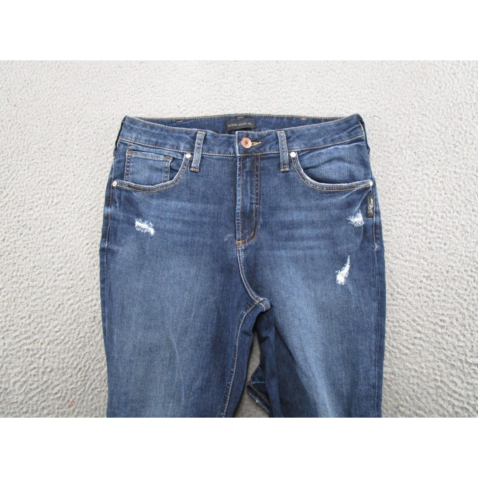 Silver Jeans Co. Silver Jeans Co Avery Skinny Jeans Women 32x29 Blue Stretch Distressed Size 24" / US 00 / IT 34 - 3 Thumbnail