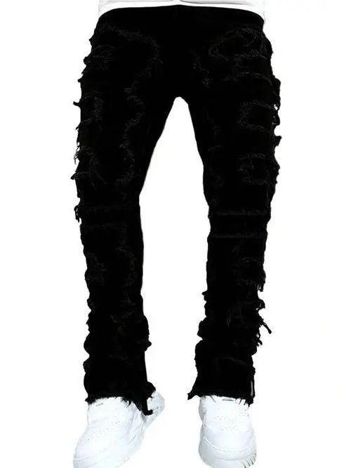 Japanese Brand Mayuko x Riho Washed Stacked Distressed Ripped Skinny Jeans Size US 32 / EU 48 - 5 Thumbnail