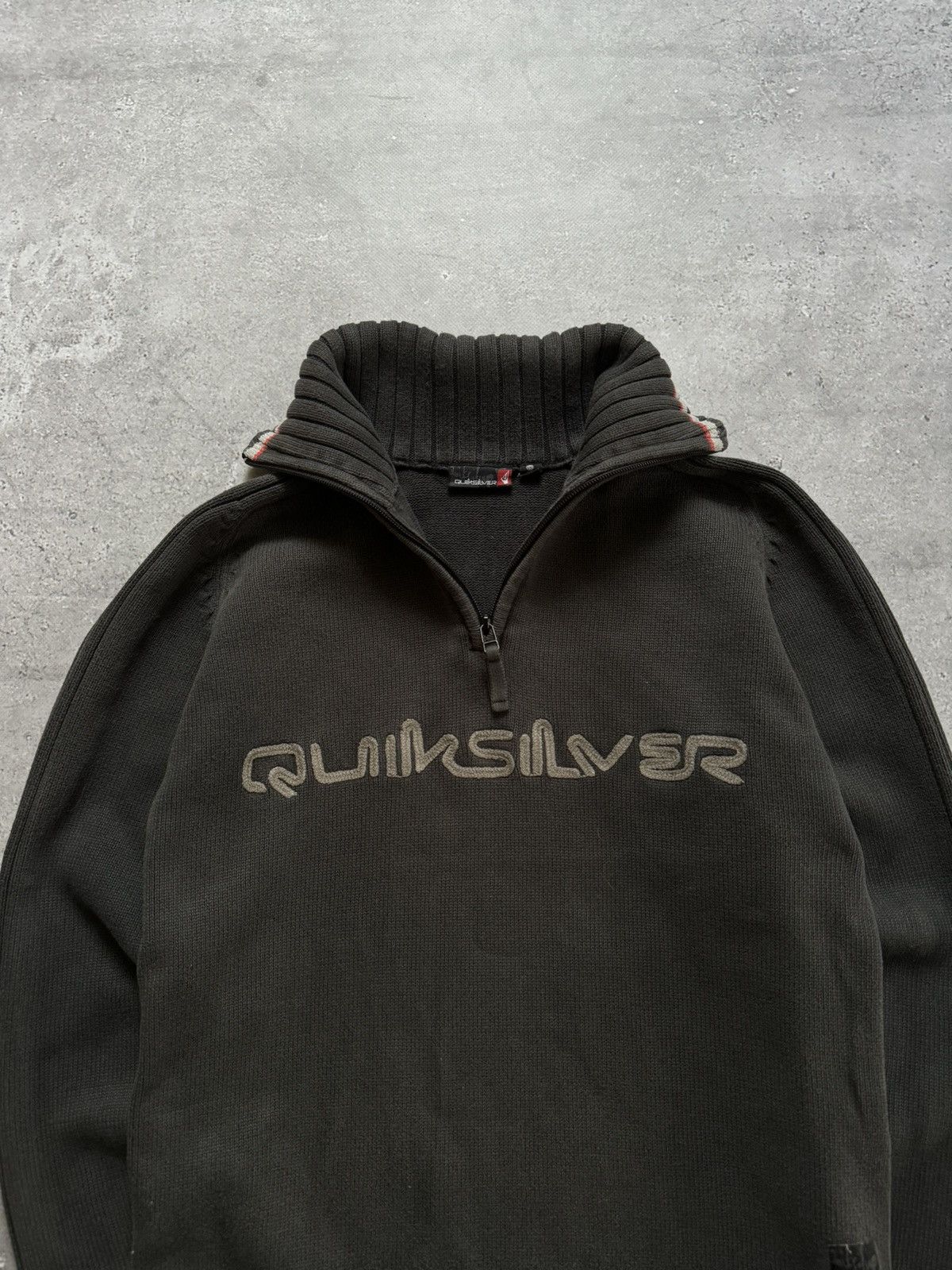 Quiksilver × Vintage Vintage Y2K Quiksilver Boarding 1/4 Zip Ribbed Sweater Size US S / EU 44-46 / 1 - 3 Thumbnail