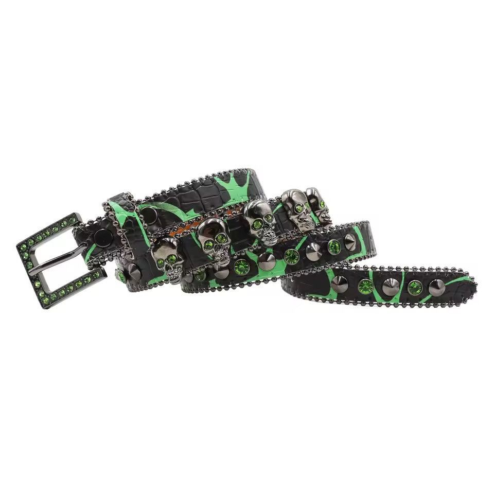 Other Skull Rivet PU Leather Belt 105 cm Size 36 - 3 Thumbnail