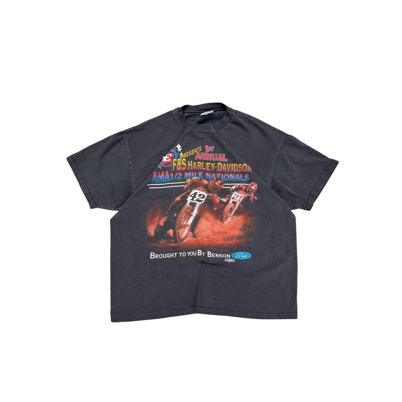 Harley Davidson Faded 1990's Harley Davidson x Ford Speedway Racing T-Shirt Size US L / EU 52-54 / 3 - 1 Thumbnail
