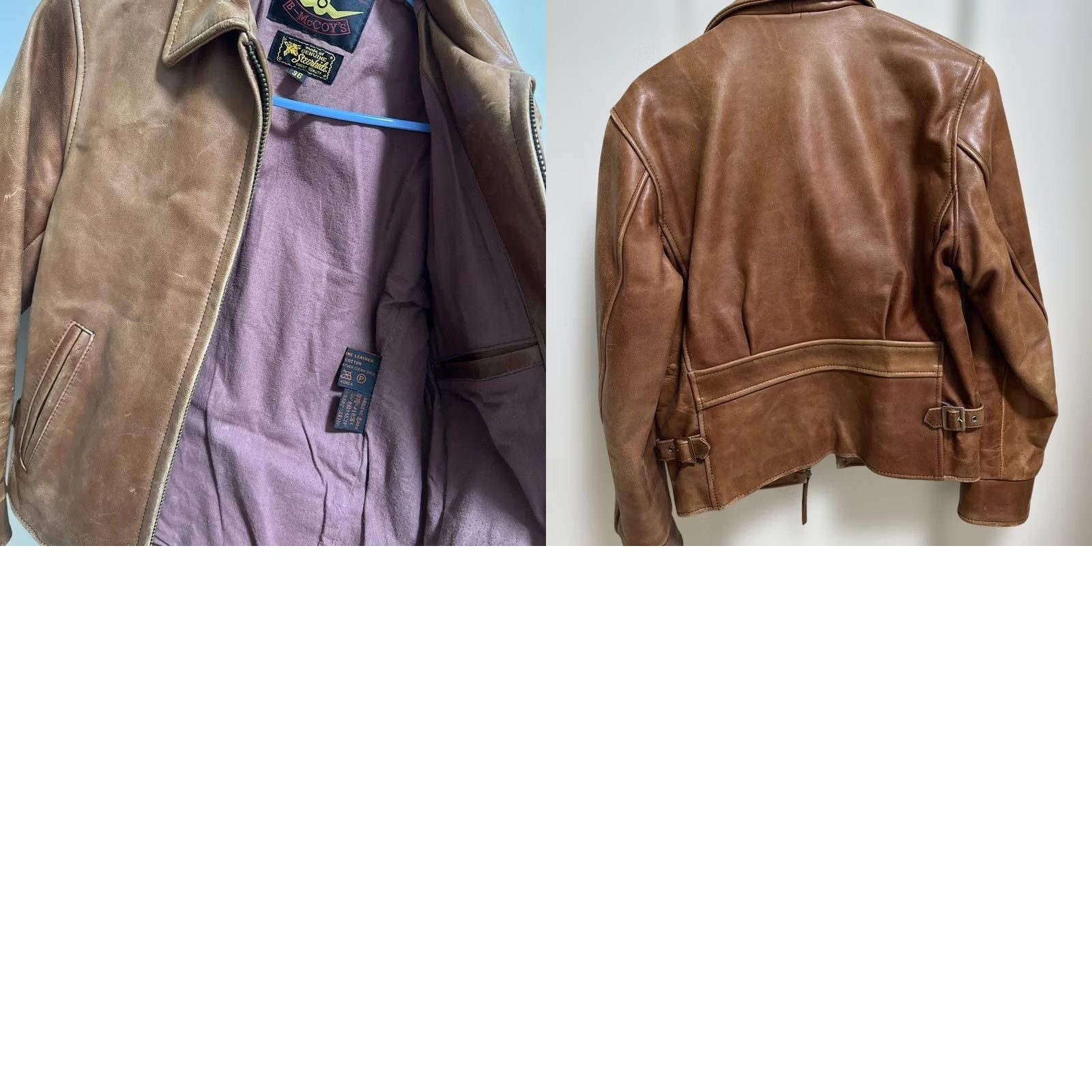 Vintage B-McCOY'S Jacket Leather Size 36 Brown Single Riders Mens 36 Regular TALON Zipper Vintage (if applicable) Size US XXS / EU 40 - 8 Thumbnail