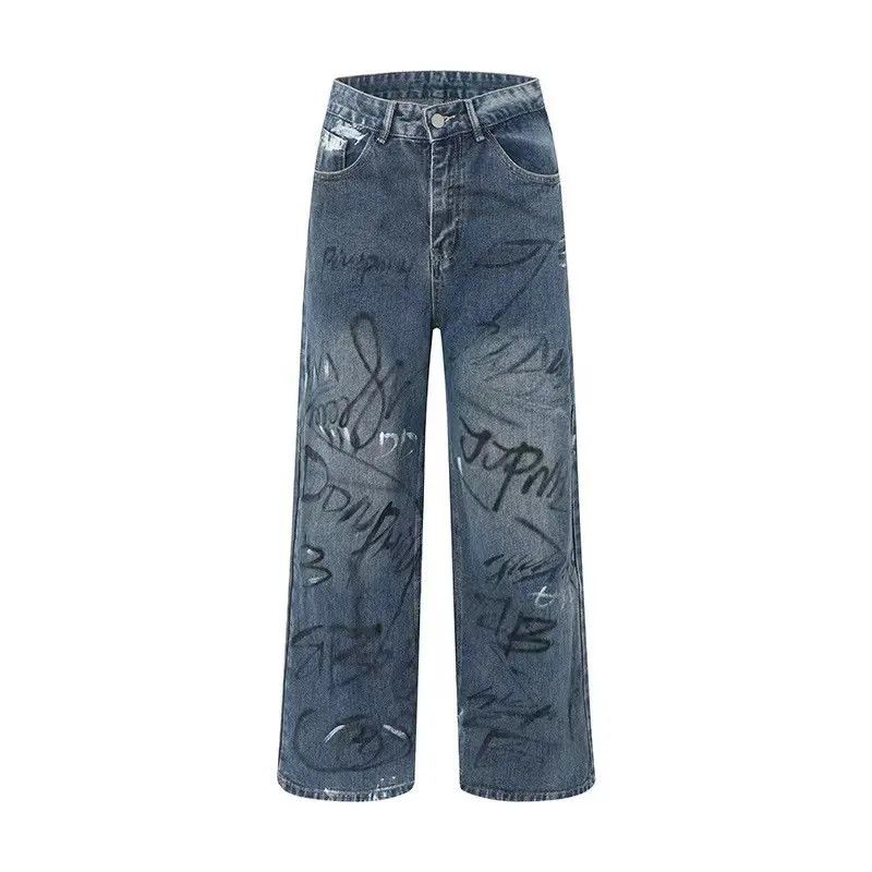 Japanese Brand × Jean Vintage Hip Hop Casual Street Graffiti Jeans Size US 33 - 1 Thumbnail
