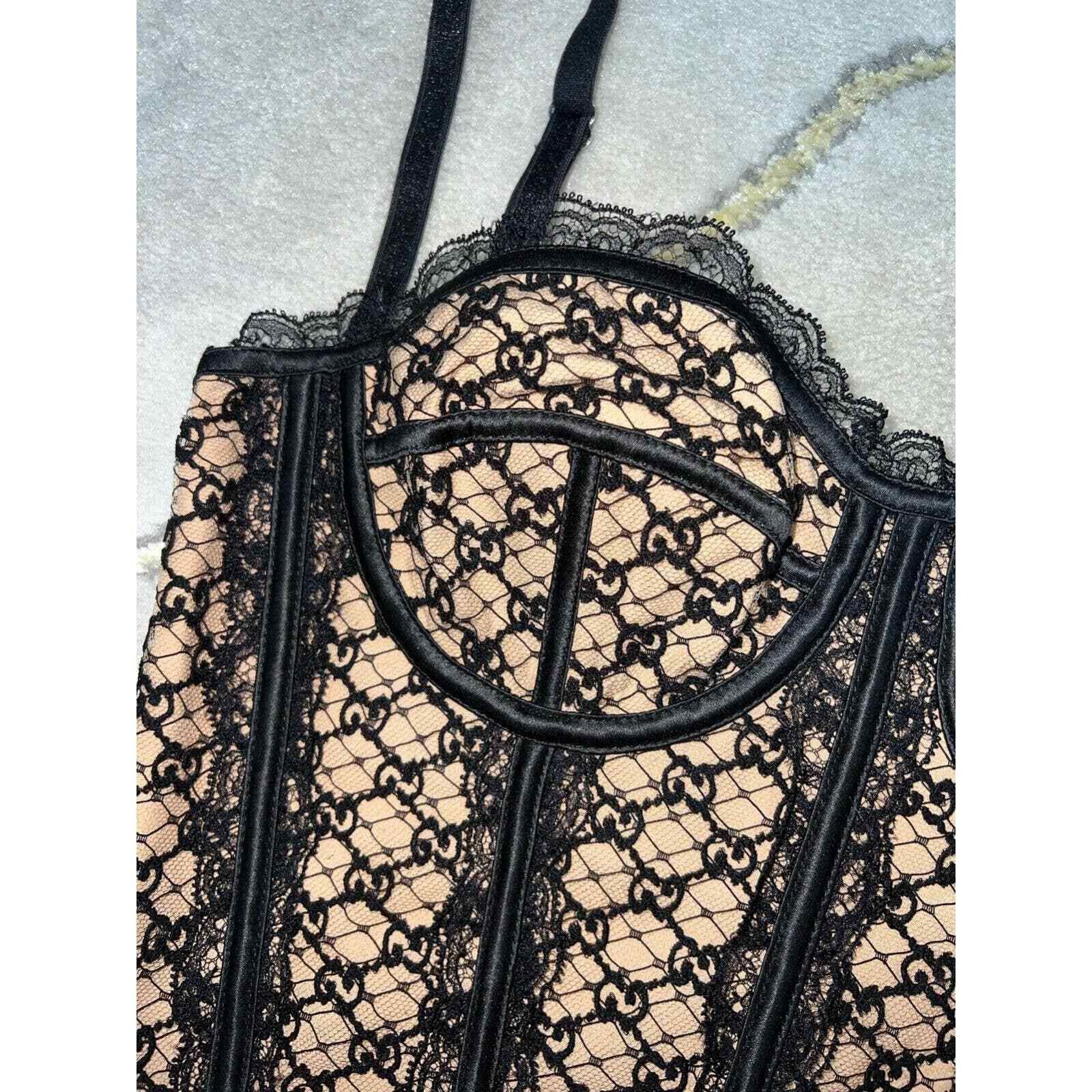 Gucci Gucci Net Corset Black Nude Bustier Lace Shirt Top S Small Size S / US 4 / IT 40 - 7 Thumbnail