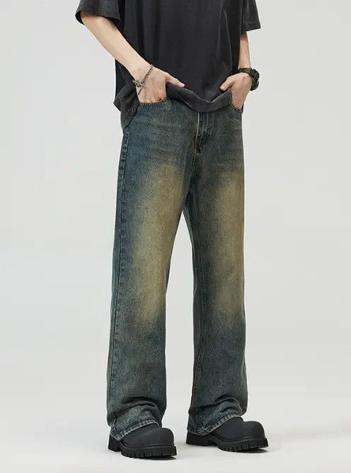 VIBE Retro blue men's loose flared baggy jeans Size US 32 / EU 48 - 2 Thumbnail