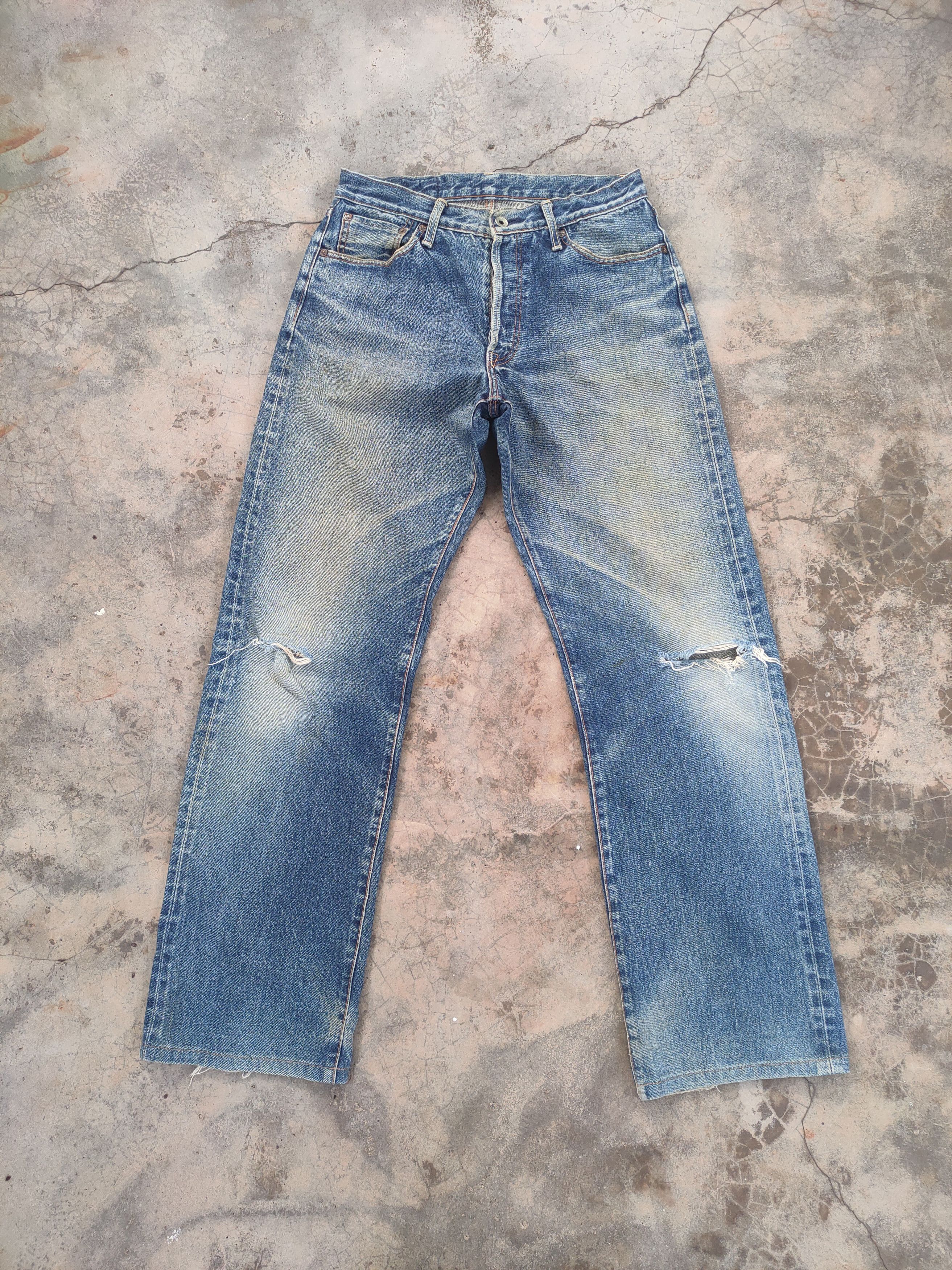Japan Blue W30 VINTAGE BLUE WAY SELVEGE RIPPED JEANS DENIM PANTS Size US 30 / EU 46 - 2 Thumbnail