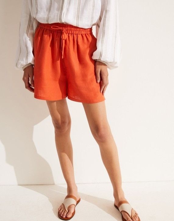 Loro Piana o1srvl11e0924 Bermuda Perth Solaire Linen Shorts in Orange Size 28" / US 6 / IT 42 - 4 Thumbnail