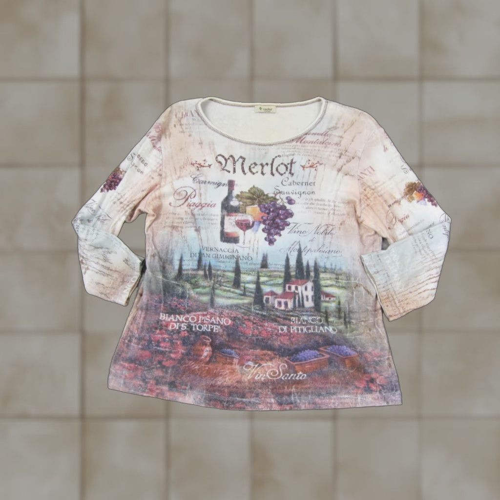 Vintage VINTAGE Cactus Shirt Womens S White Red Merlot Wine Graphic Tuscan Italy AOP Shirt Womens S White Red Merlot Wine Graphic Tuscan Italy AOP Size S / US 4 / IT 40 - 1 Thumbnail