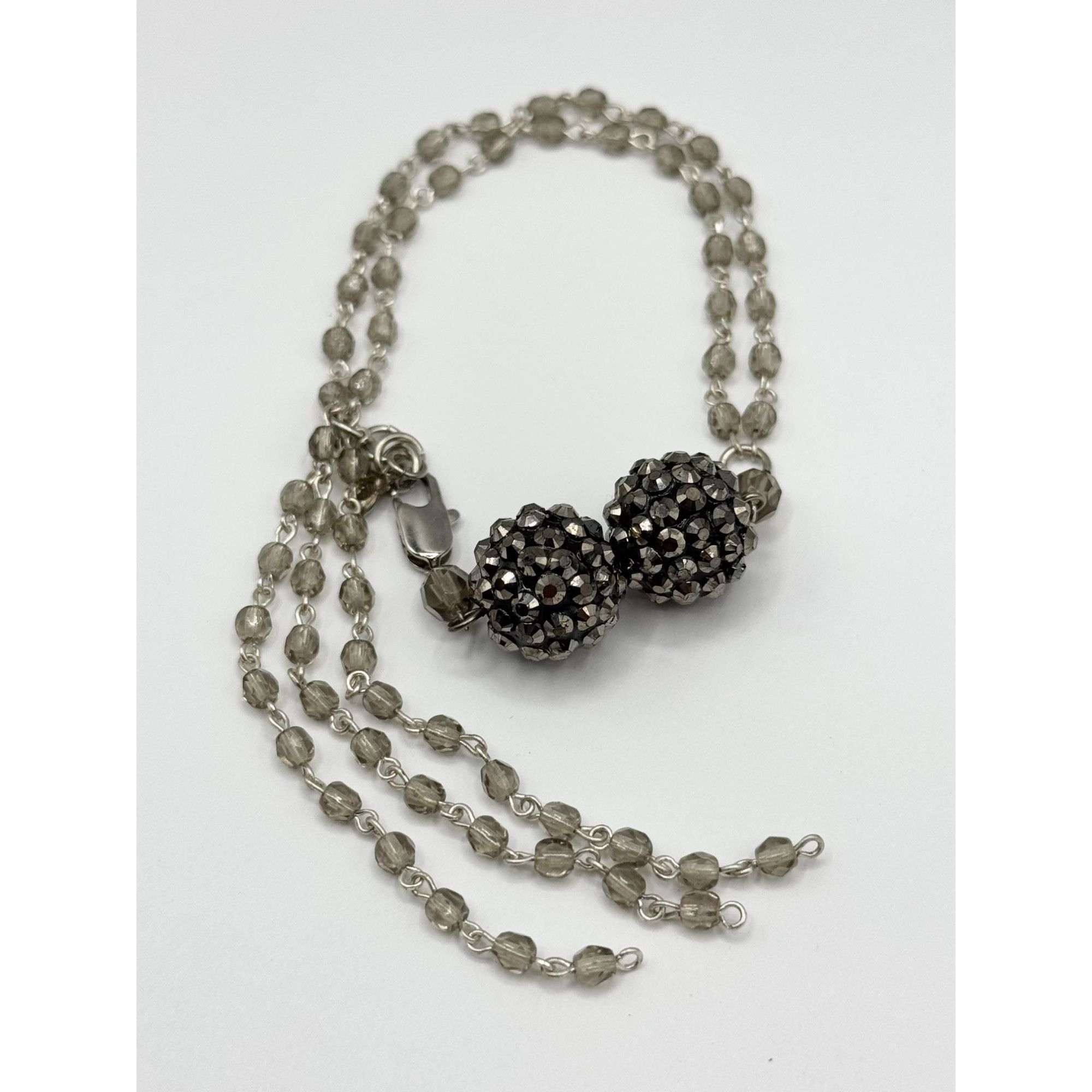Vintage Vintage grey crystal beaded tassel rhinestone bracelet Size ONE SIZE - 1 Thumbnail