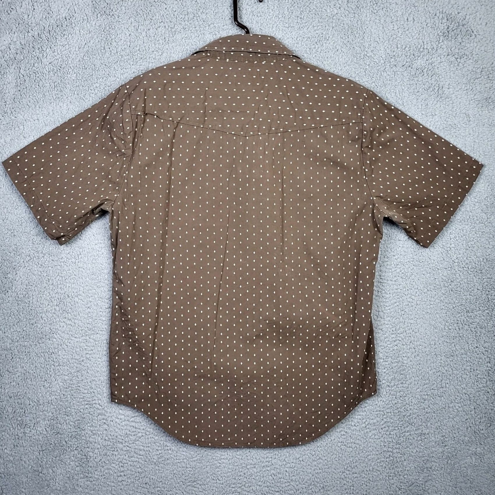 Paul Frank PAUL FRANX Shirt Button-Up Cotton Solid Brown White XL Men Casual Button-Down Short Sleeve Regular Fit Size US XL / EU 56 / 4 - 3 Thumbnail