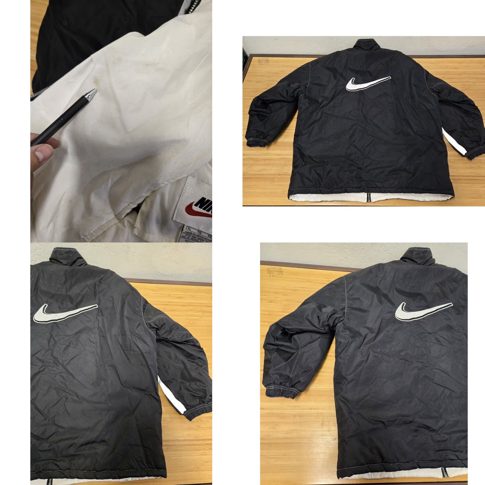 Nike VINTAGE Nike Jacket Reversible Insulated Black XL Mens 90s Bomber Zip Size US XL / EU 56 / 4 - 8 Thumbnail