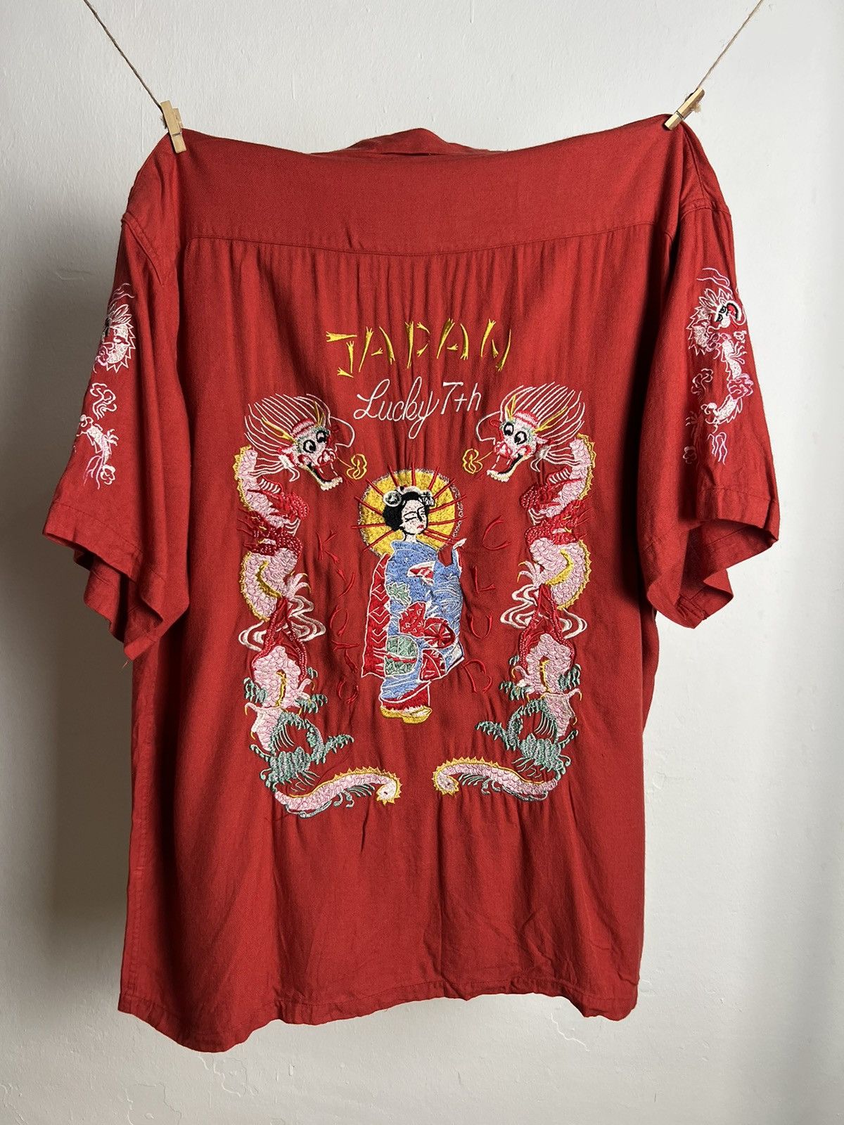 Toyo Enterprises × Vintage Vintage 1990s Houston Japan Lucky 7th Rayon Shirts Size US L / EU 52-54 / 3 - 1 Thumbnail