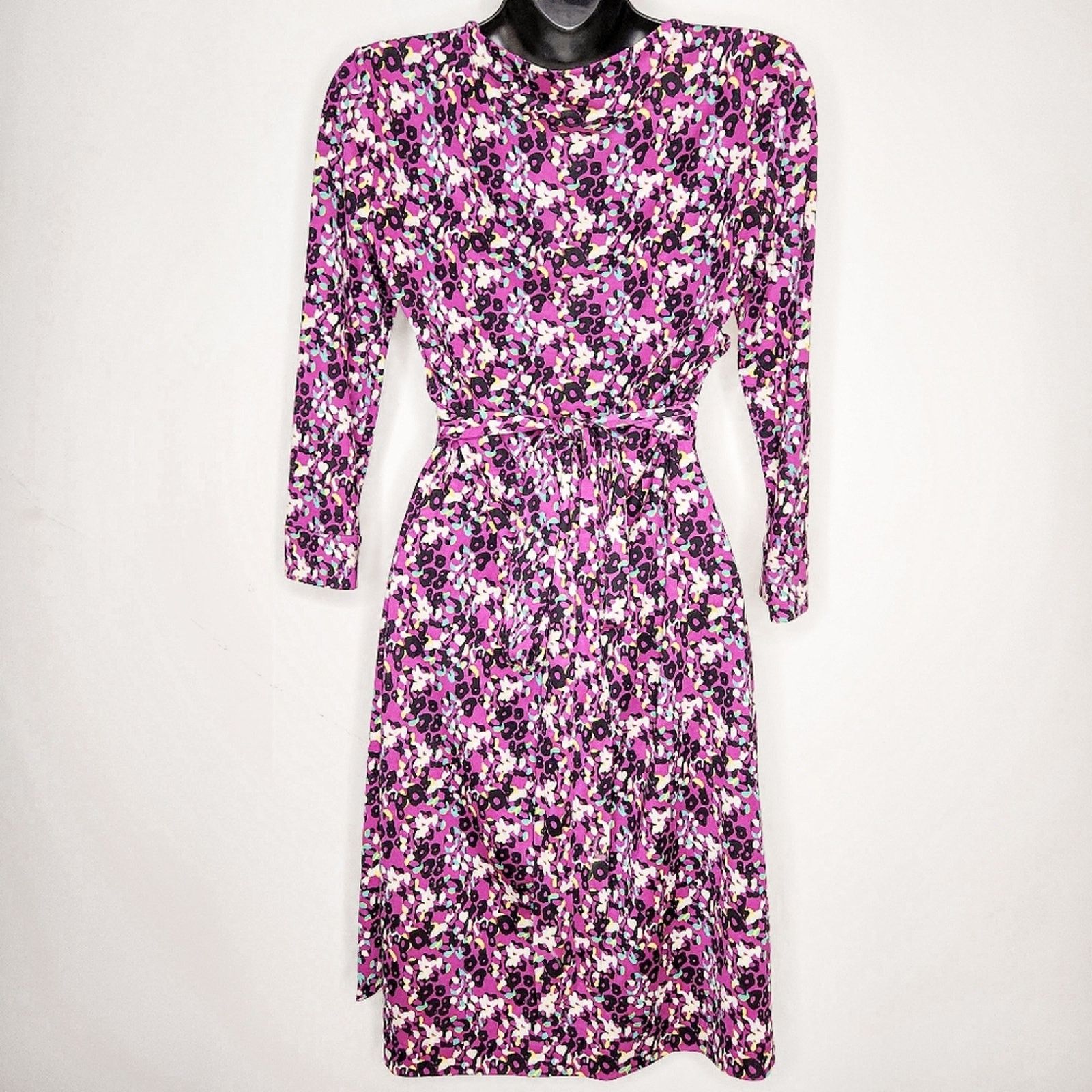 Diane von Furstenberg DVF Julian 100% Silk Wrap Dress Purple River Leopard Size 10 Size L / US 10 / IT 46 - 3 Thumbnail