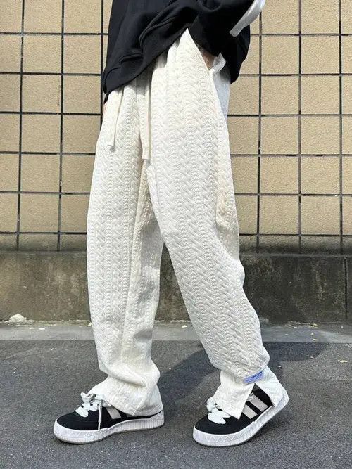 Japanese Brand × Vintage cable-knit Loose fit Wide Y2k Sweatpants Size US 32 / EU 48 - 4 Thumbnail