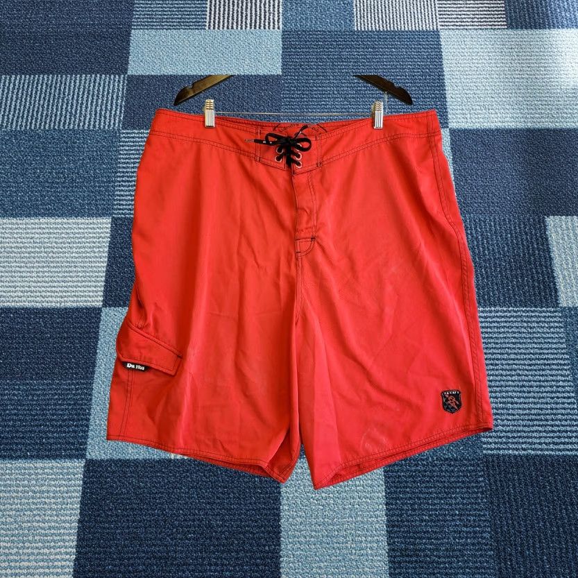 Vintage Da Hui Red Flat Front Beach Surf Casual Board Shorts Swim Trunks Mens 42 Size US 42 / EU 58 - 1 Thumbnail