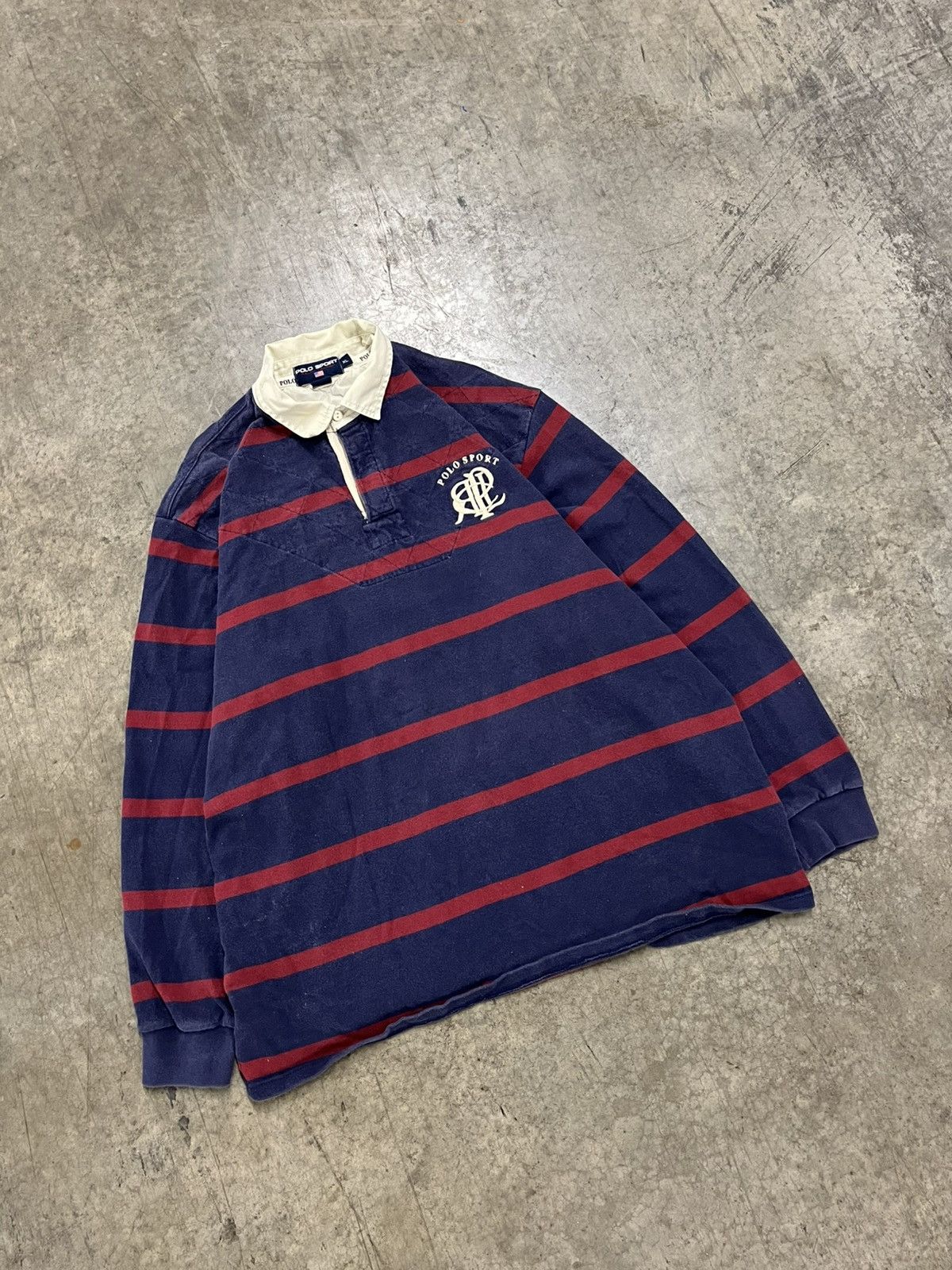 Polo Ralph Lauren × Vintage Polo sports vintage rugby stripped longsleeve preppy rare Size US XL / EU 56 / 4 - 4 Thumbnail