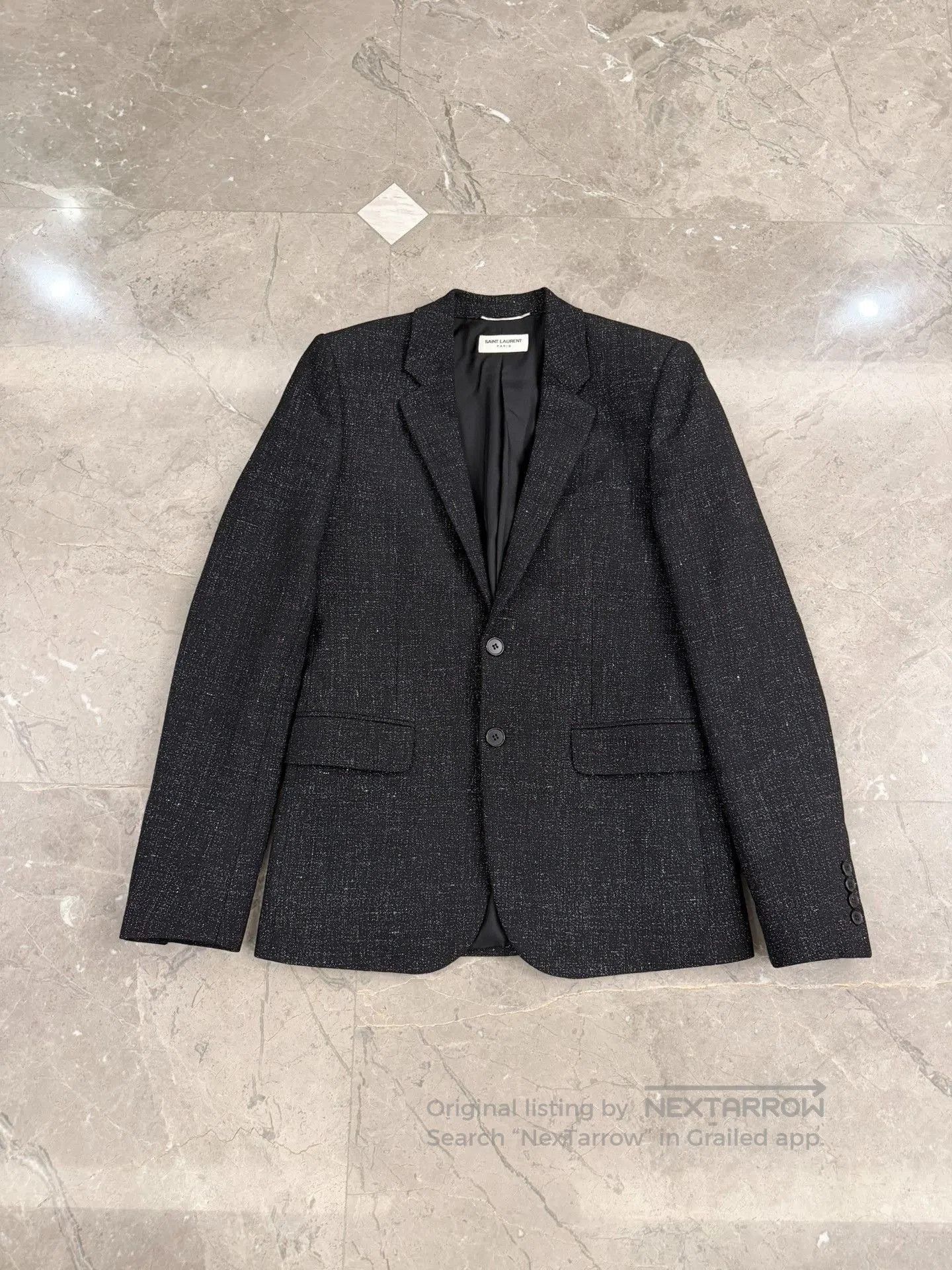 Saint Laurent Paris Saint Laurent Black Wool-Linen Blazer. Size US S / EU 44-46 / 1 - 1 Thumbnail